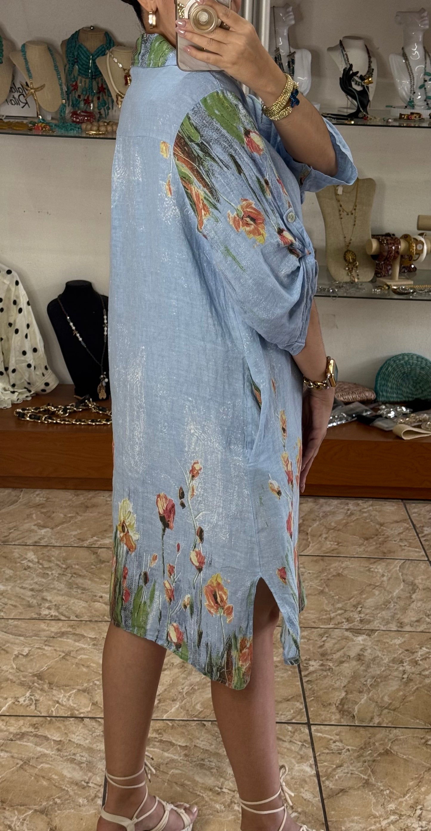 Malena OS Linen Dress (NO RETURNS OR EXCHANGE)