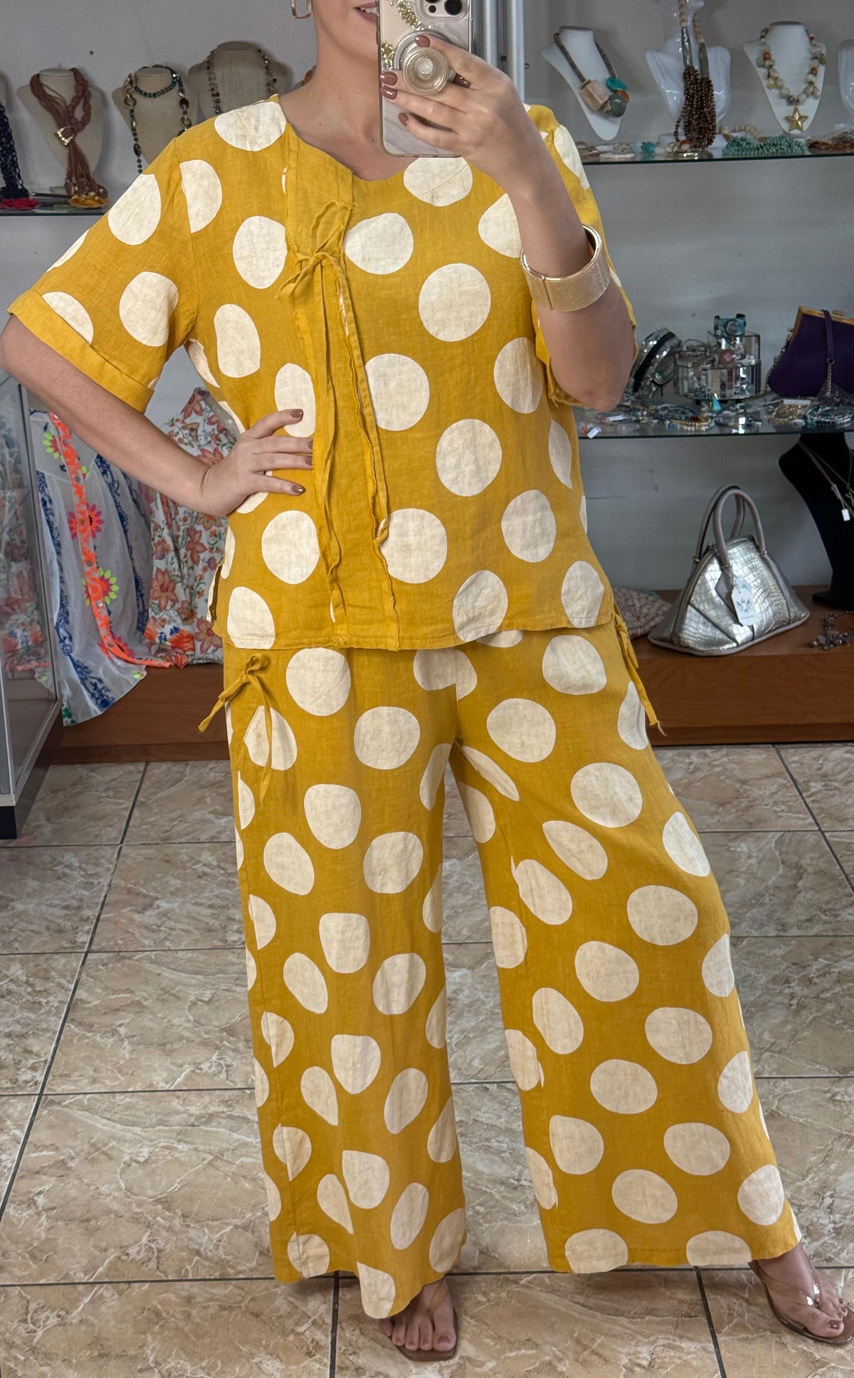 Polka Dots and Ribbons OS Linen Set (NO RETURNS OR EXCHANGE)