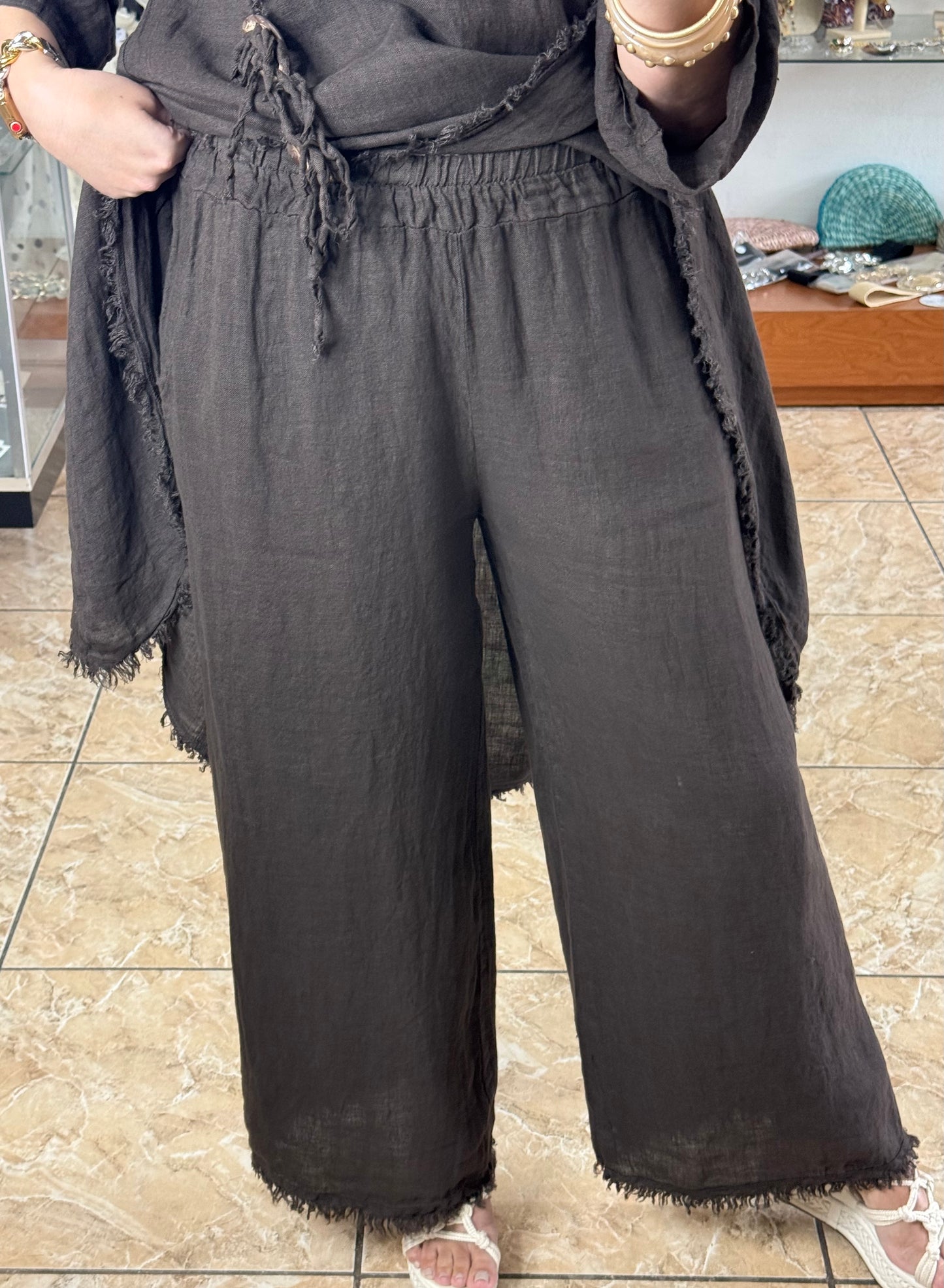 Asymmetrical Linen OS Top and Pant Set (NO RETURNS OR EXCHANGE)