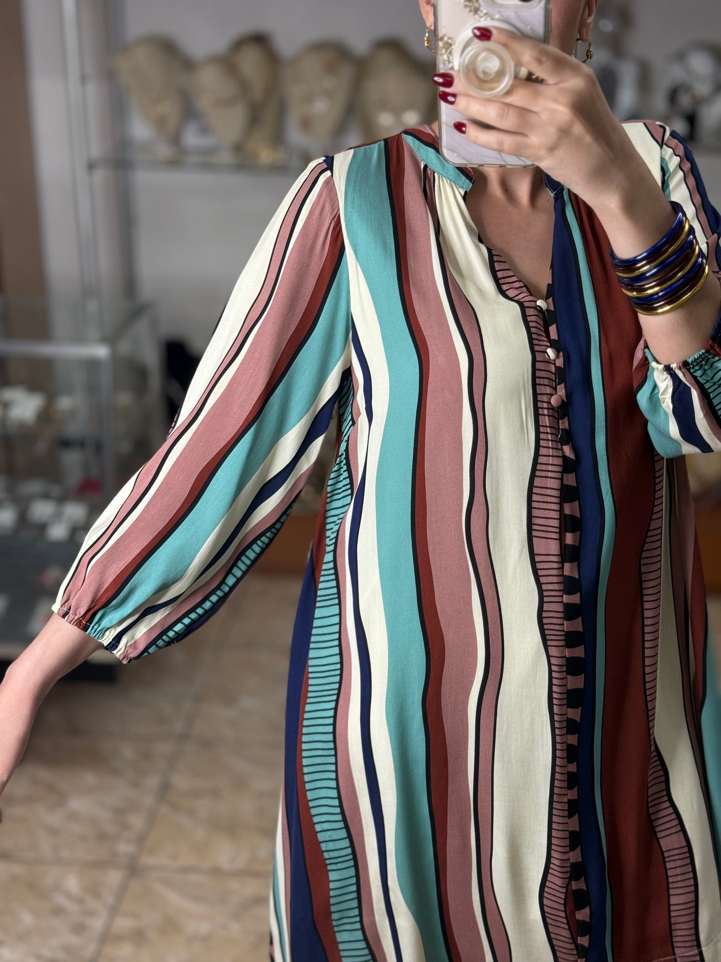 Mint Mix Abstract Print Dress