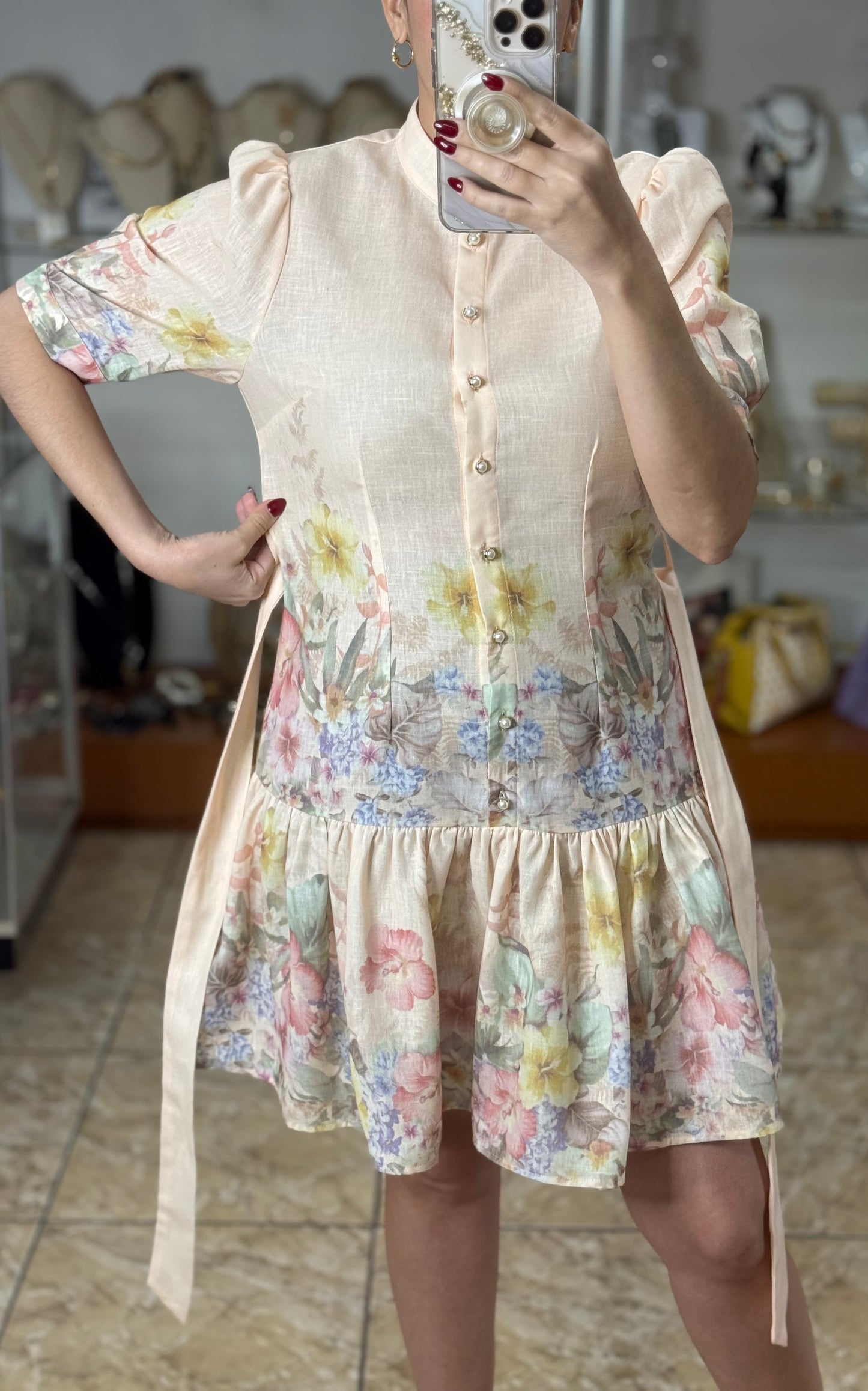 Soft Pink Floral Mini Dress