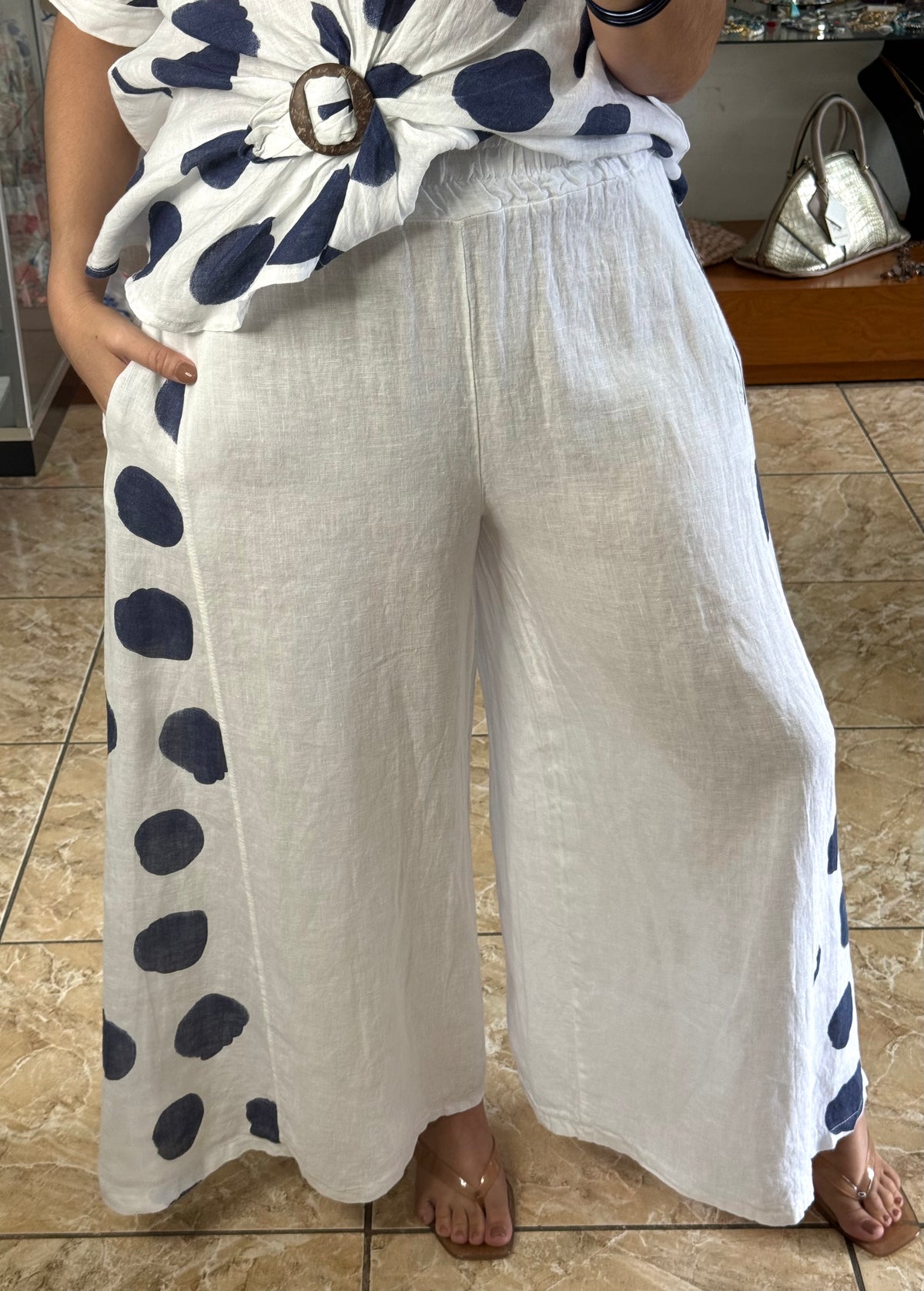 OS Polkadots Linen Set (NO RETURNS OR EXCHANGE)