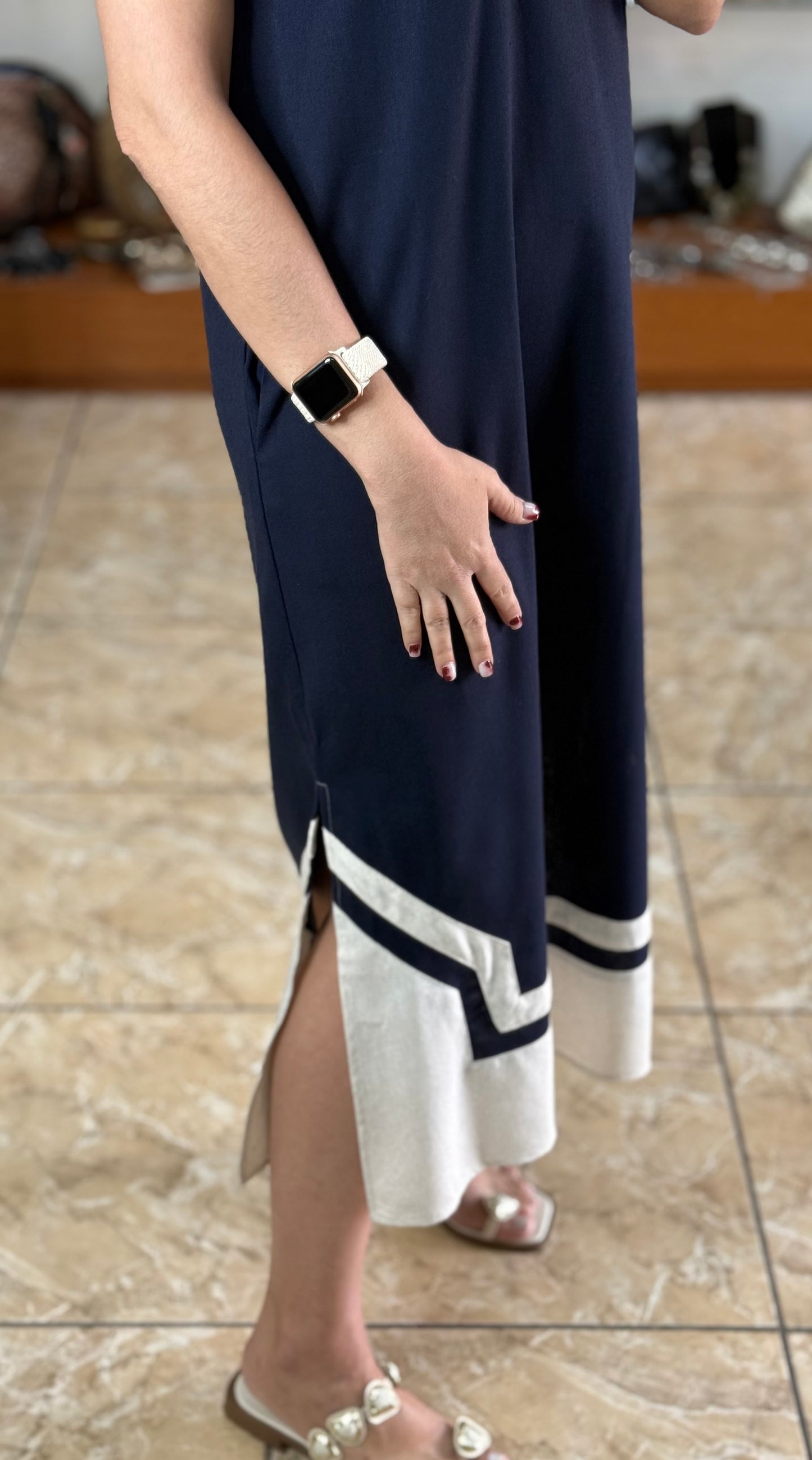 Navy Mix Midi Dress