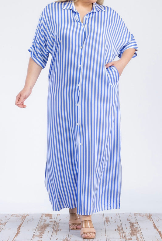 Blue Stripes Maxi Dress