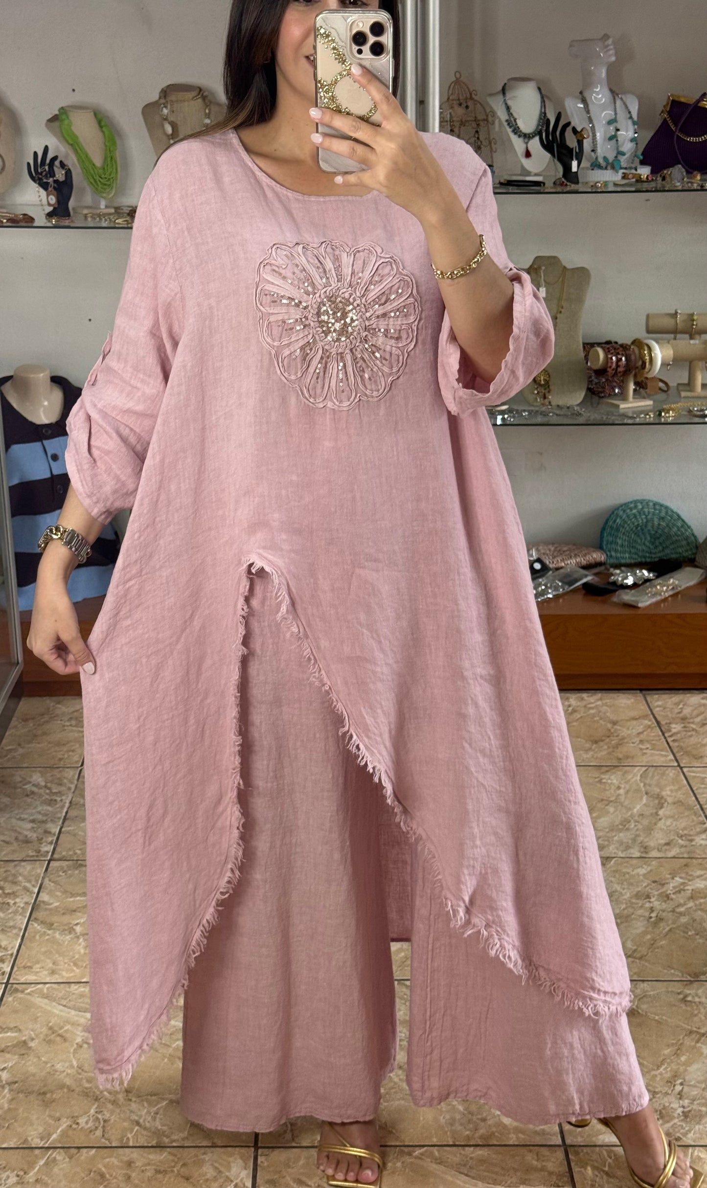 Asymmetrical OS Floral Top (NO RETURNS OR EXCHANGE) (PANT SOLD SEPARATELY)
