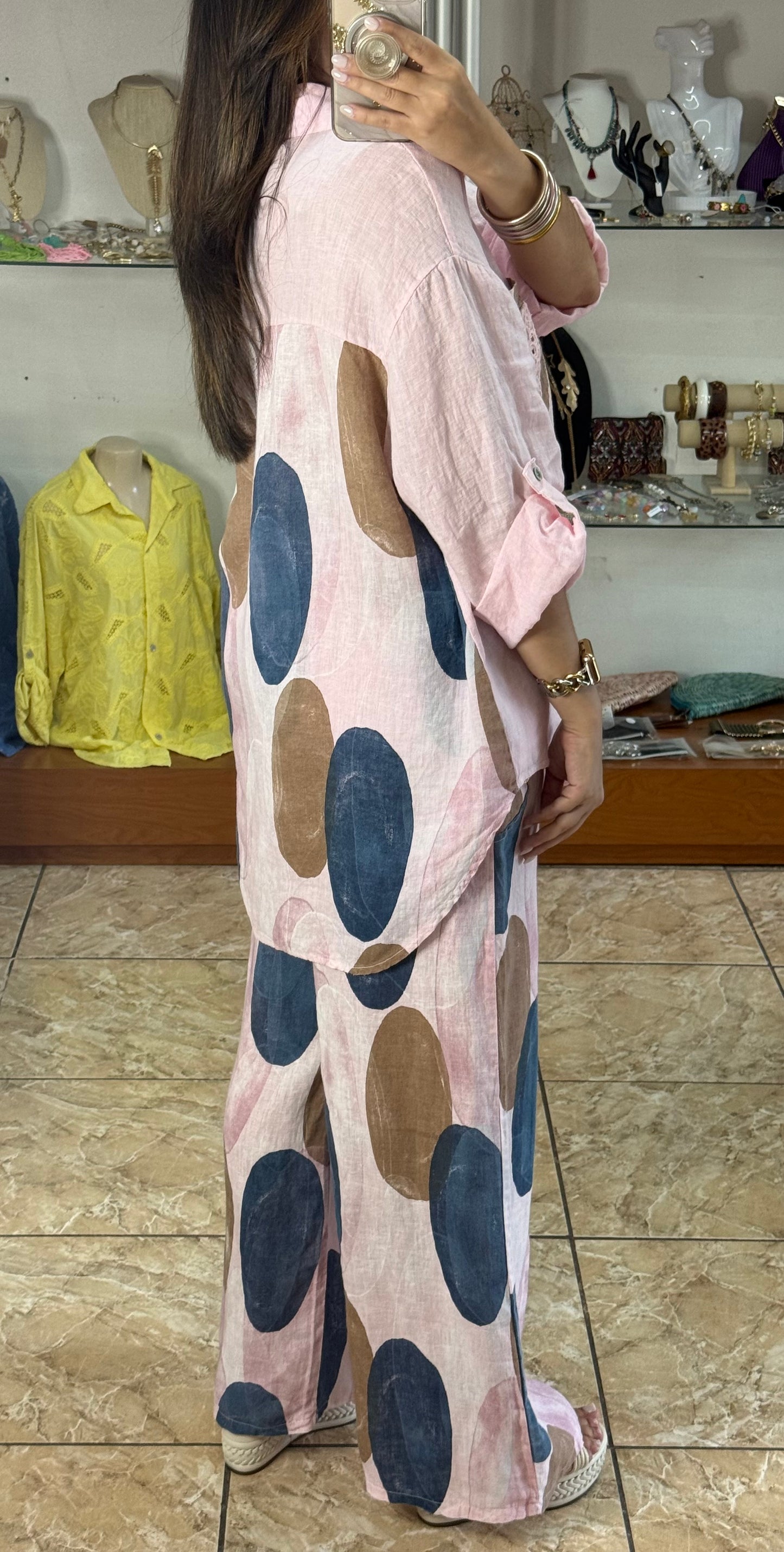 OS Low/High Linen Top & Pant Set (NO RETURNS OR EXCHANGE)