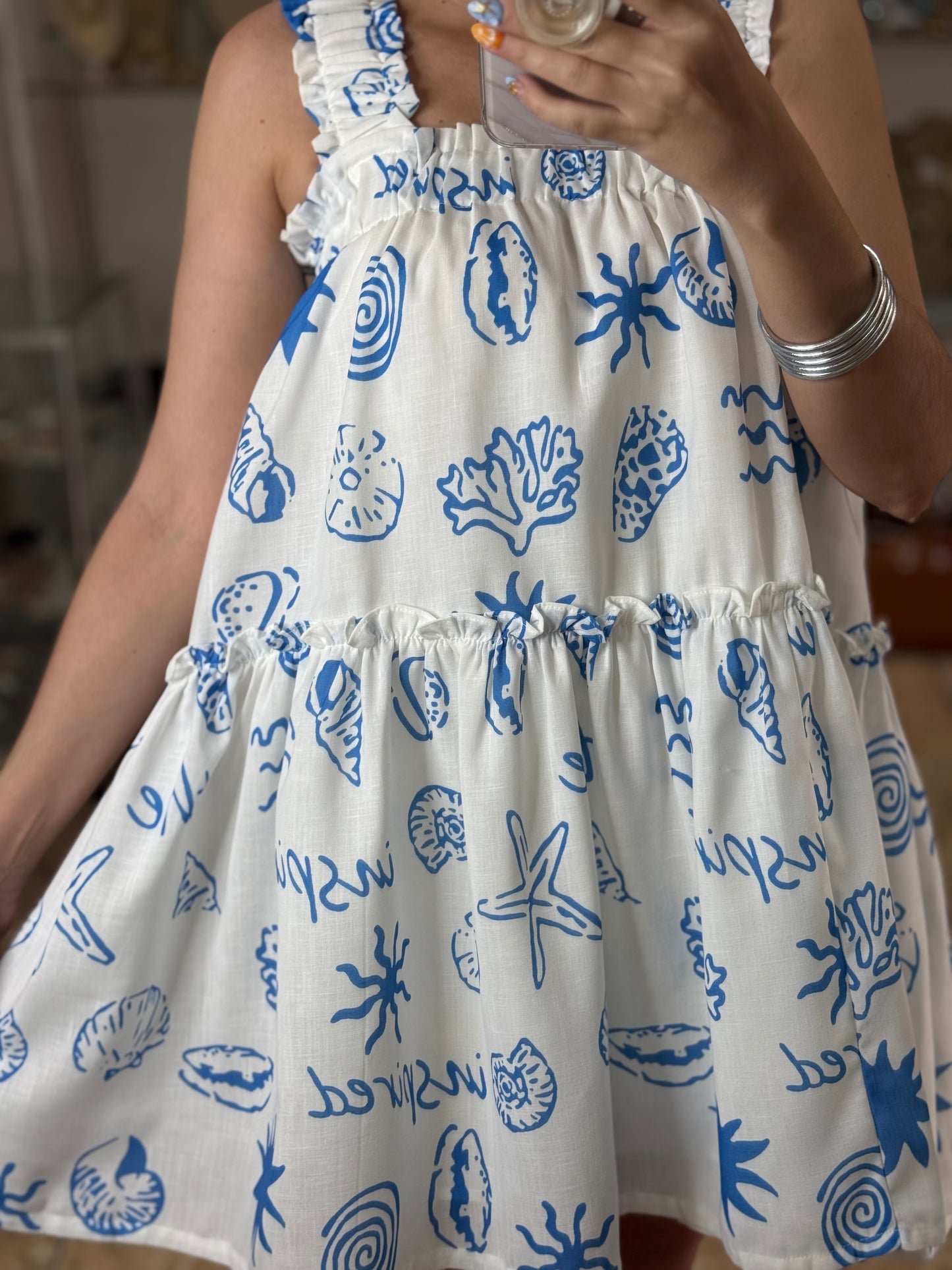 White/Blue Summer Doll Dress