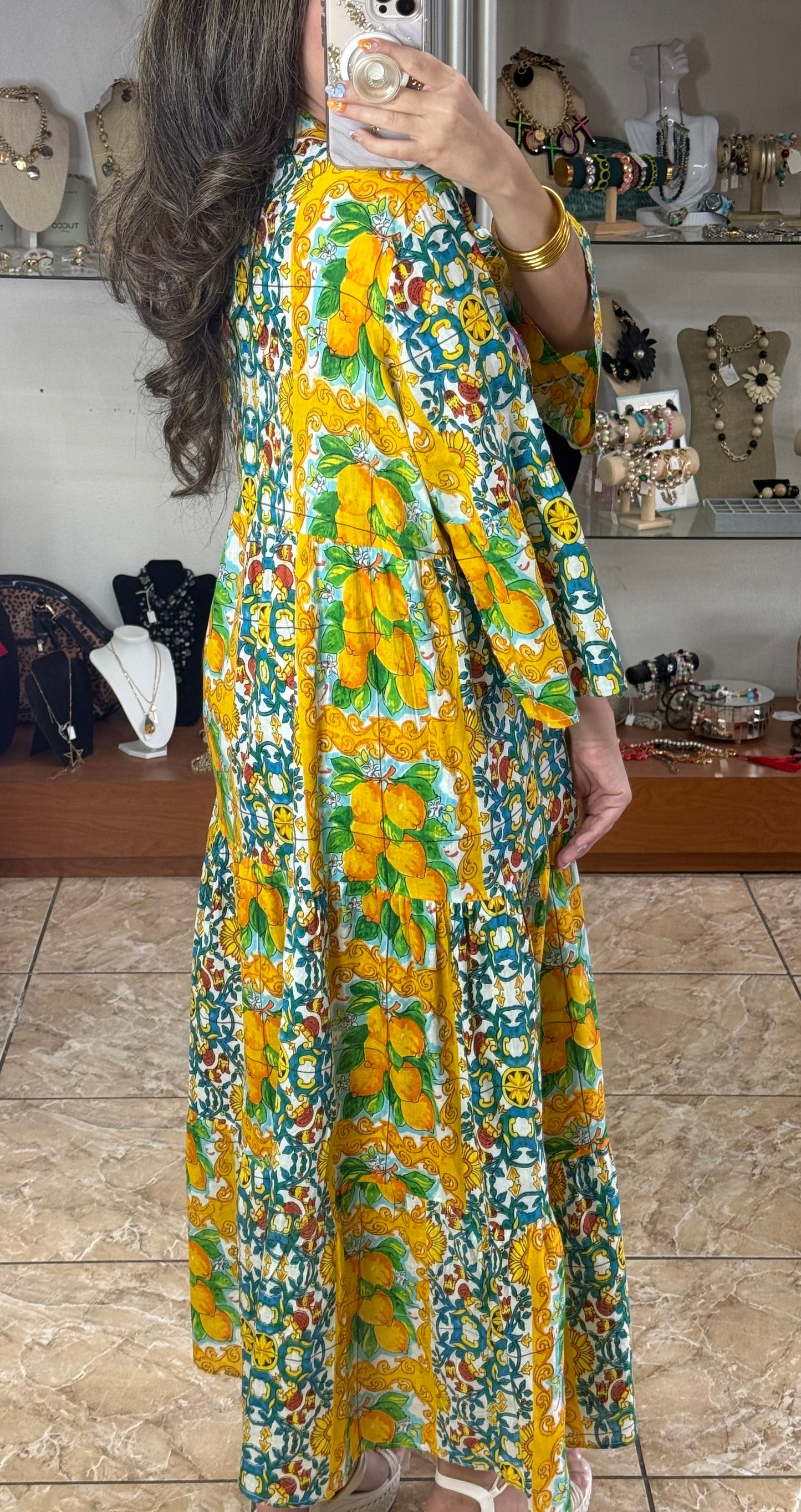 Yellow Lemons OS Maxi Dress (FINAL SALE)