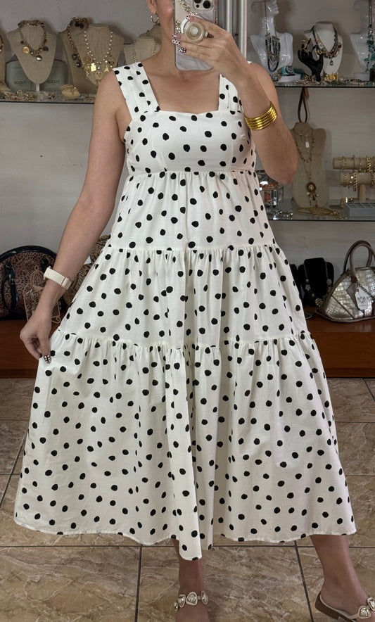 Off White Polkadots Midi Dress (FINAL SALE)