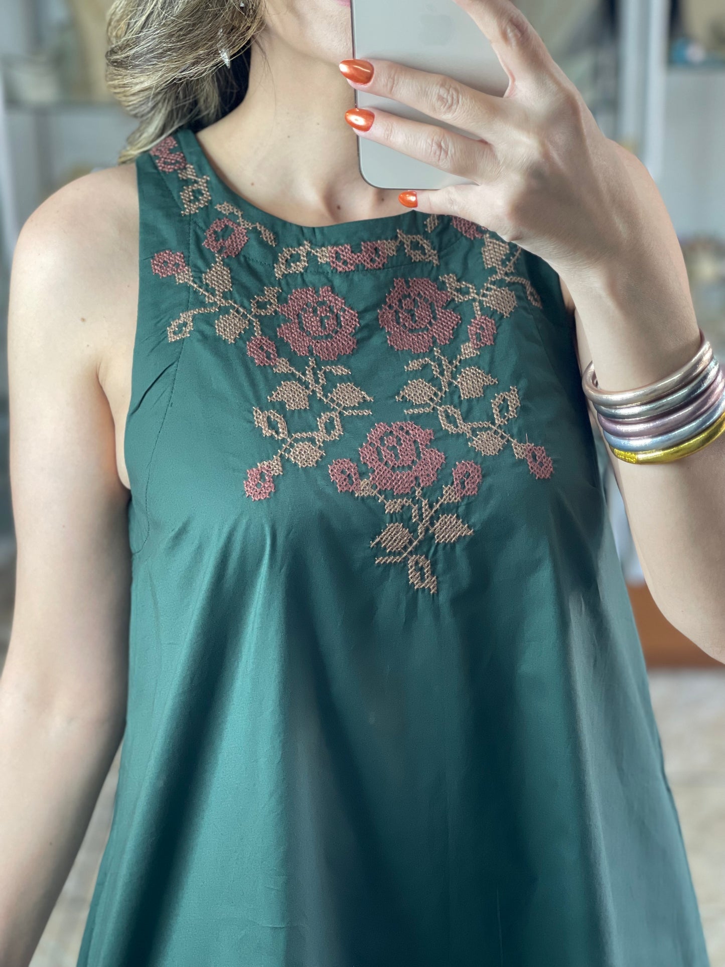 Hunter Green Sleeveless Mini Dress