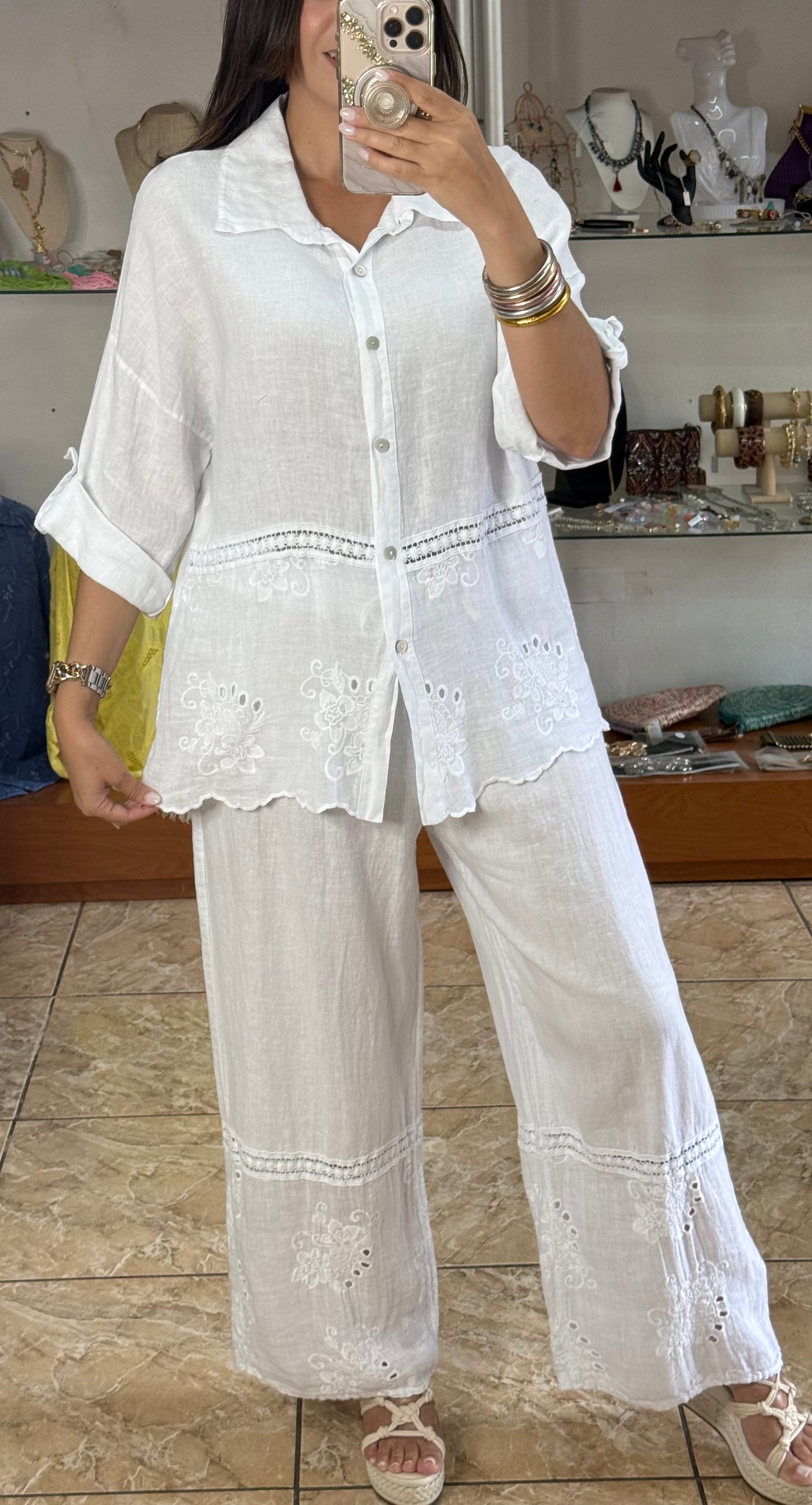 OS Button Down Top & Pant Set (NO RETURNS OR EXCHANGE)