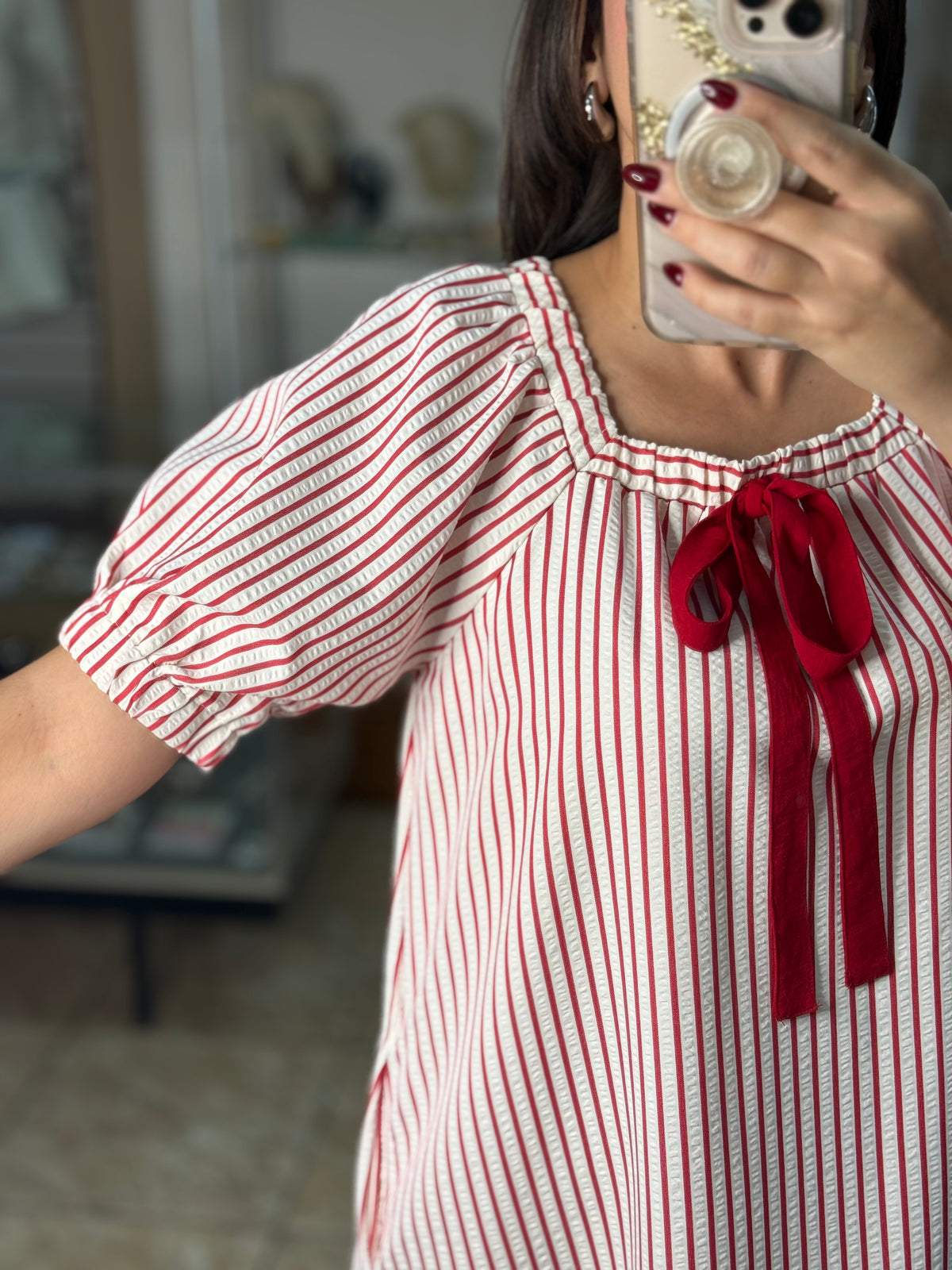 Red Bow & Stripes Mini Dress