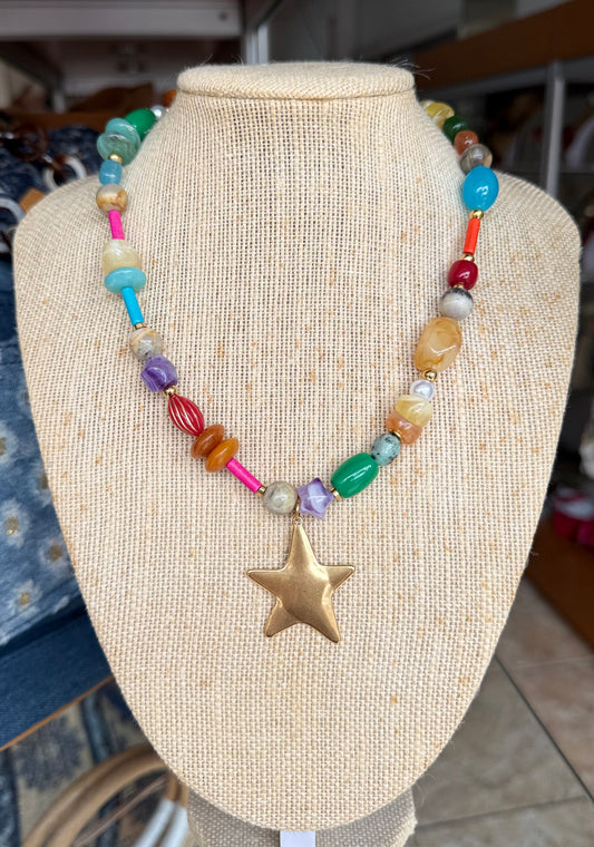 Multicolor Beads & Star Necklace (NO RETURNS OR EXCHANGE)