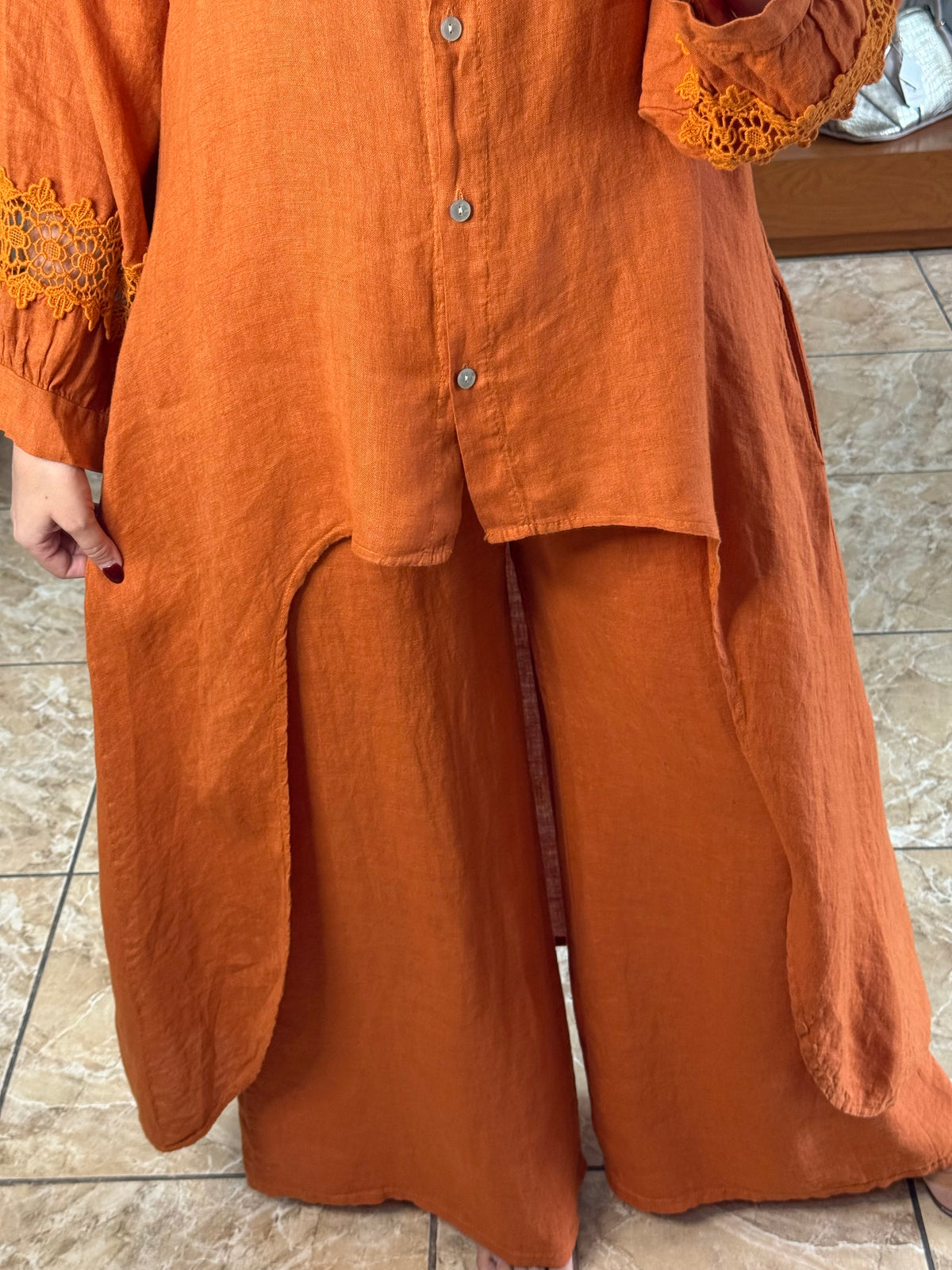 High/Low OS Linen Pant Set (NO RETURNS OR EXCHANGE)