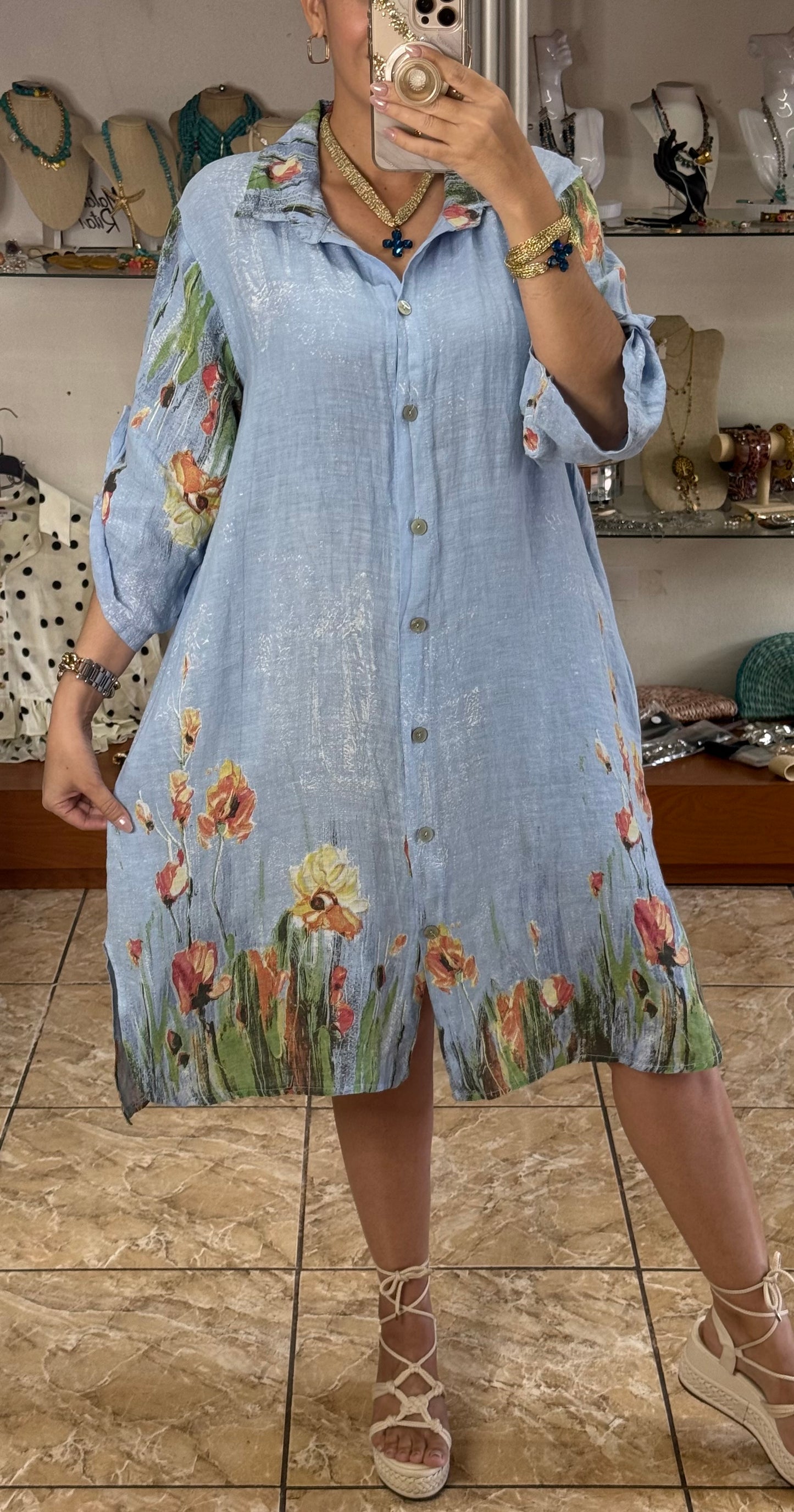 Malena OS Linen Dress (NO RETURNS OR EXCHANGE)