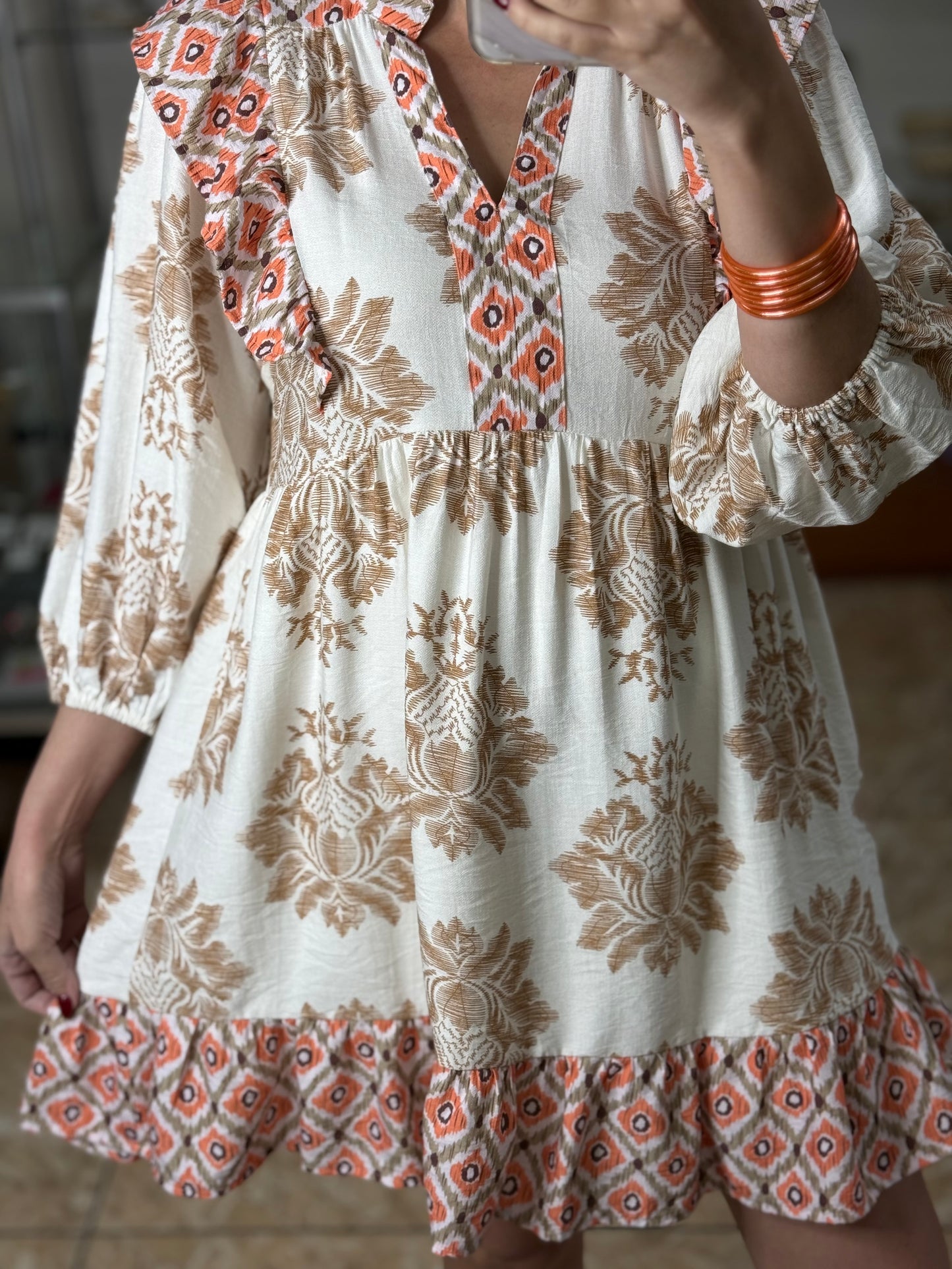 Latte Mix Ruffle Mini Dress