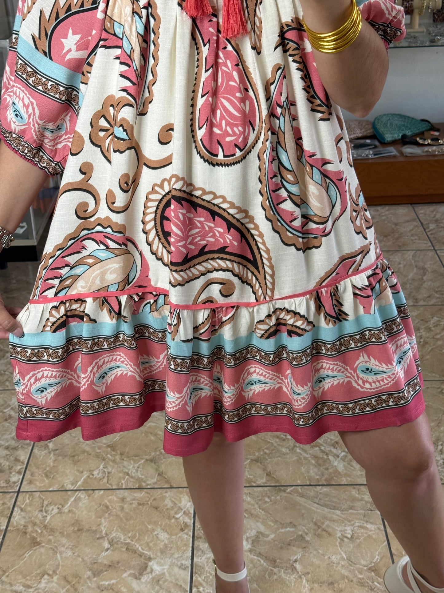 Paisley Pink Mix Doll Dress
