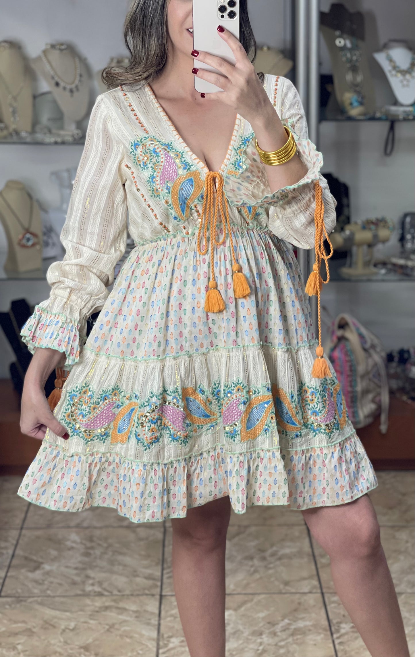 Long Sleeves Short Boho OS Dress