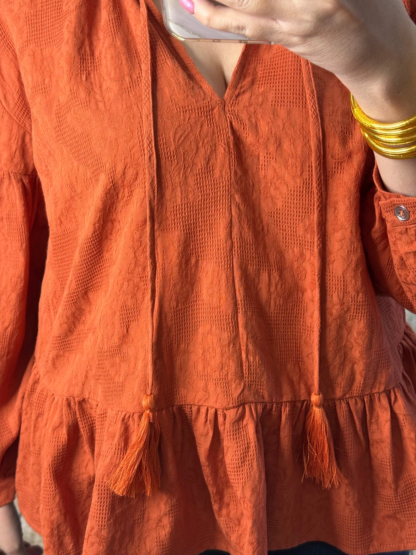 Burnt Orange Long Sleeves Top