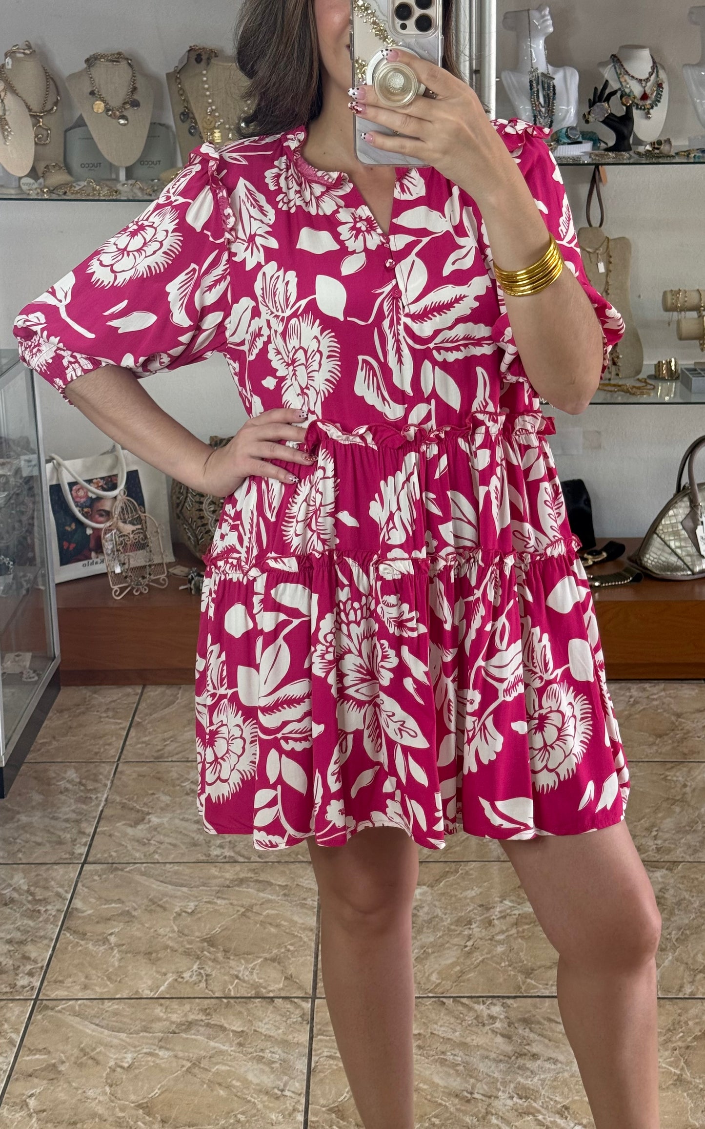 Two Tones Floral Doll Dress
