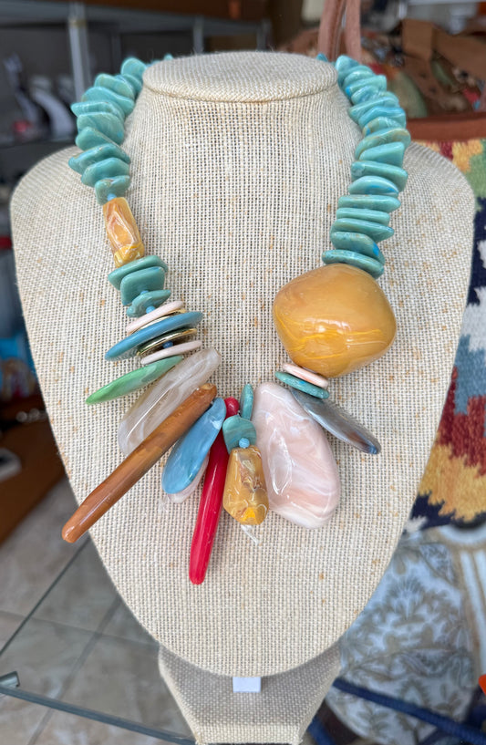 Big Multi Stones Necklace (FINAL SALE)