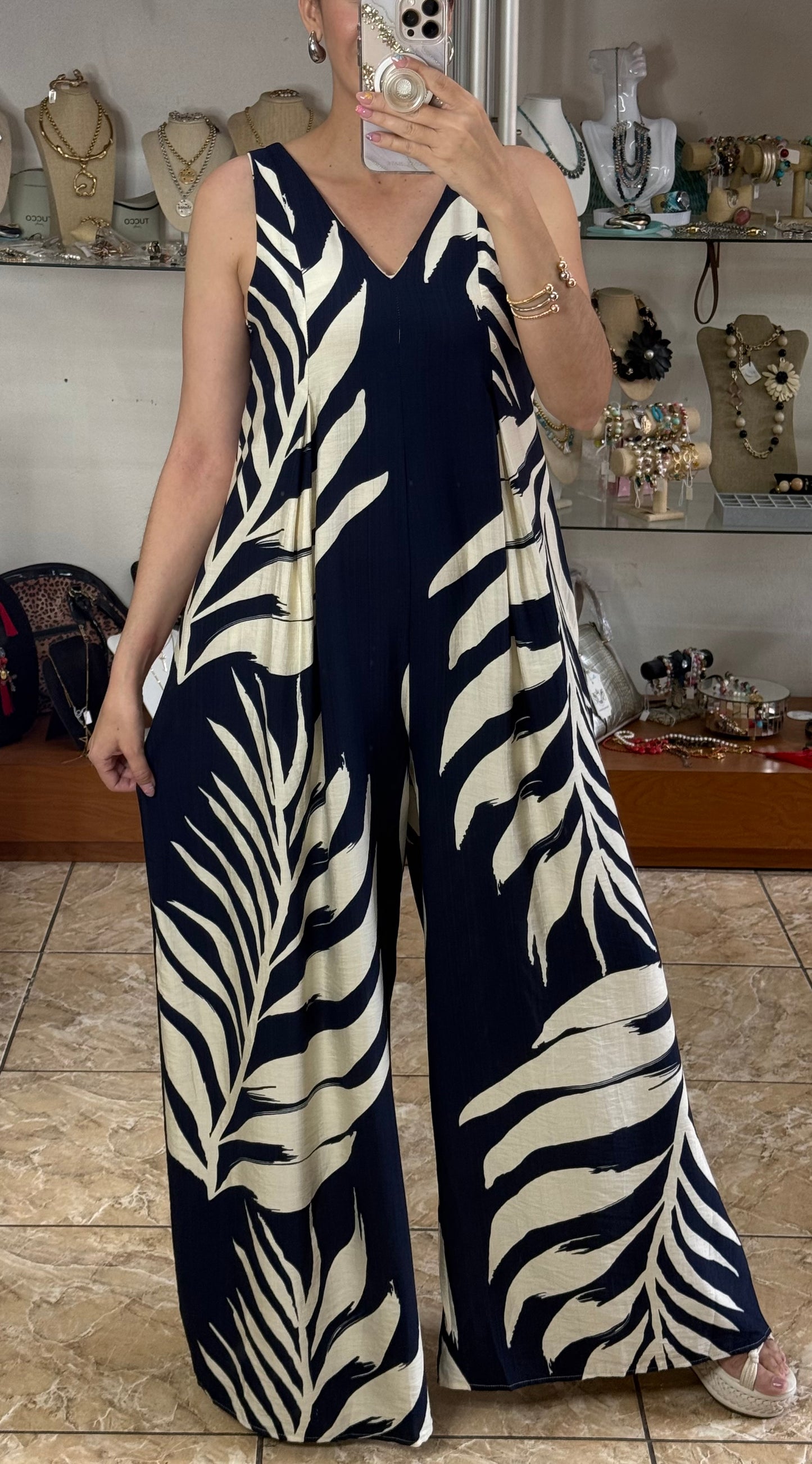 Navy/Ivory Wide Leg Jumpsuit