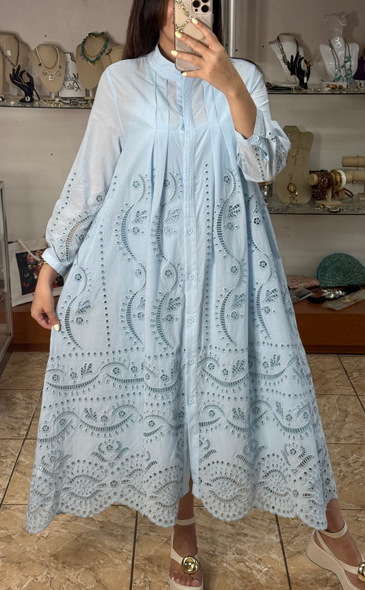 Long Sleeves Embroidered OS Maxi Dress (NO RETURNS OR EXCHANGE)