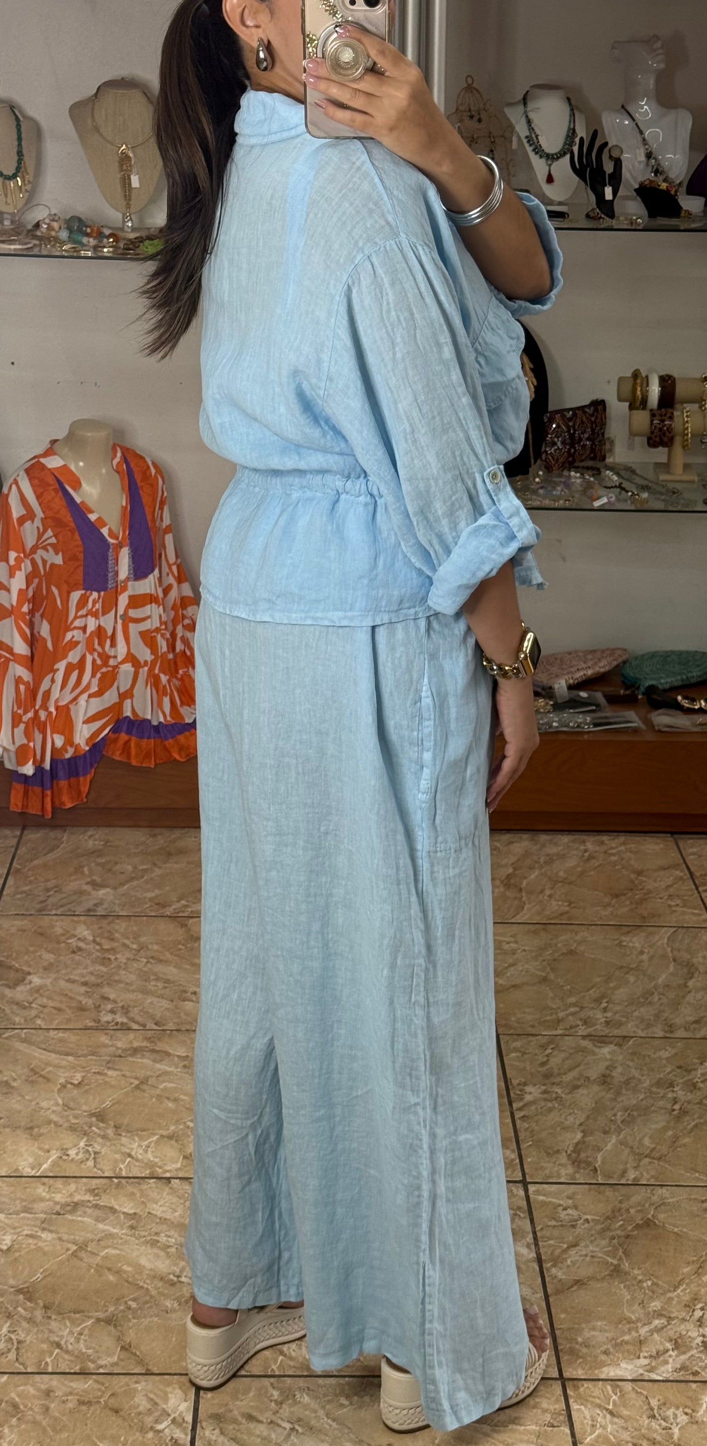 OS Linen Top & Jumpsuit Set (NO RETURNS OR EXCHANGE)
