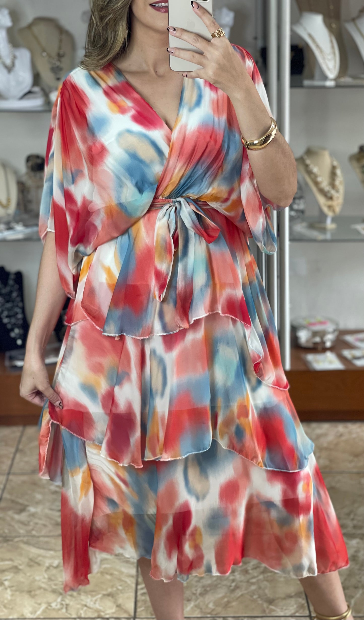 Multi Mix OS Silk Dress