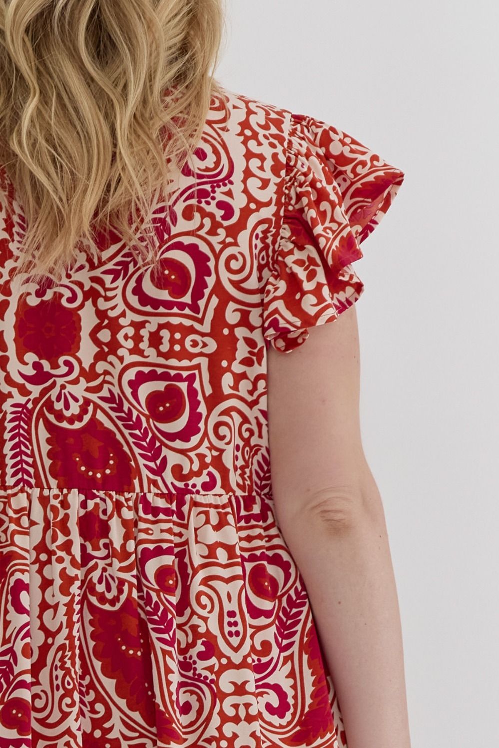 Red Print Midi Dress