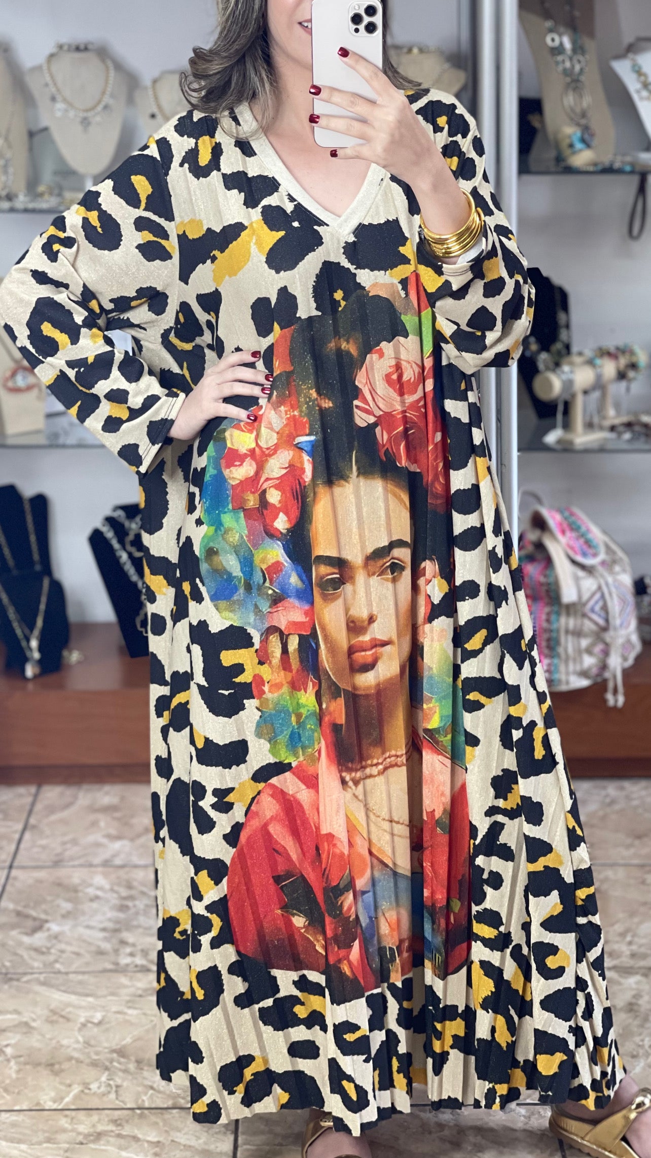 Frida and Leopard OS Plus Maxi Dress