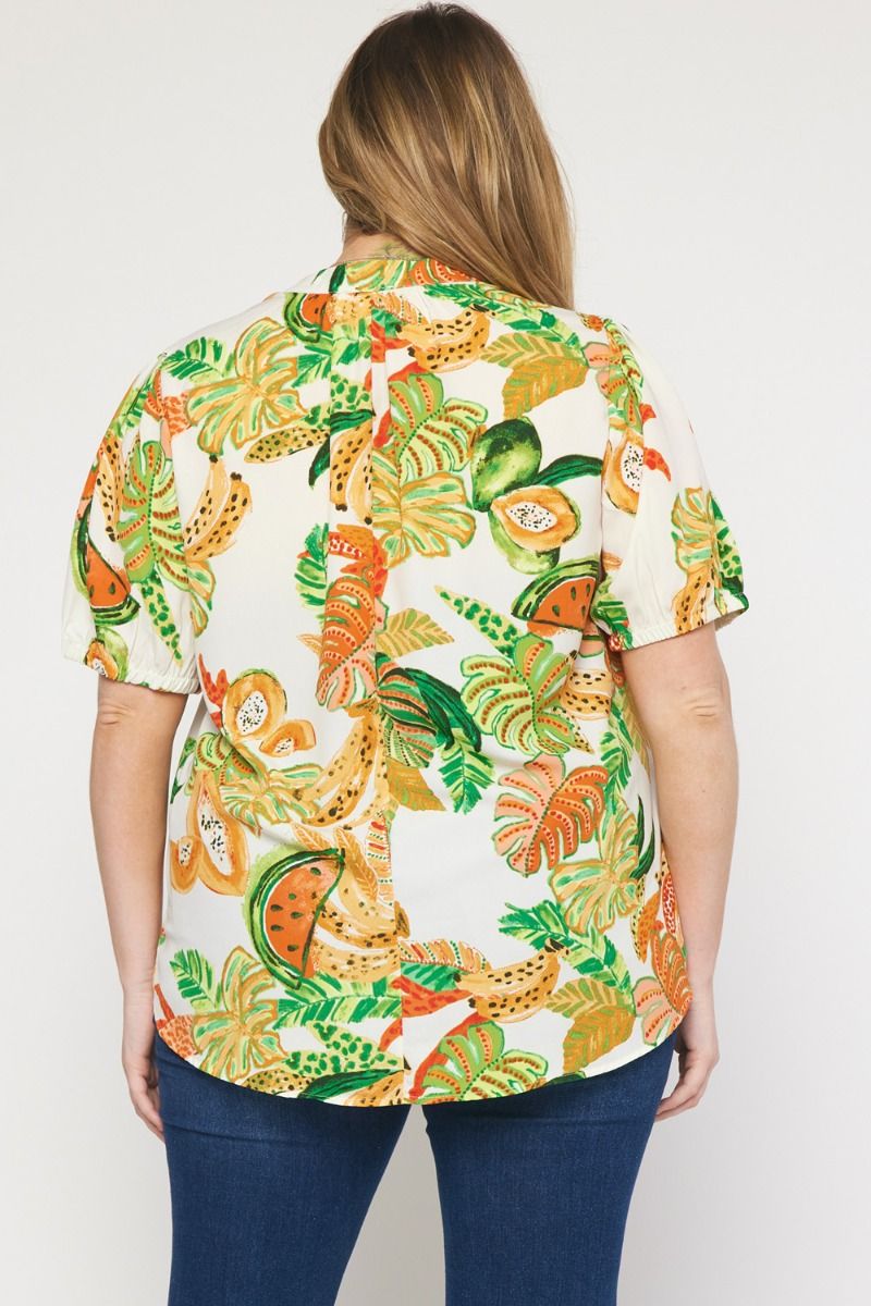 Tropical V-Neck Top (Regular and Plus)