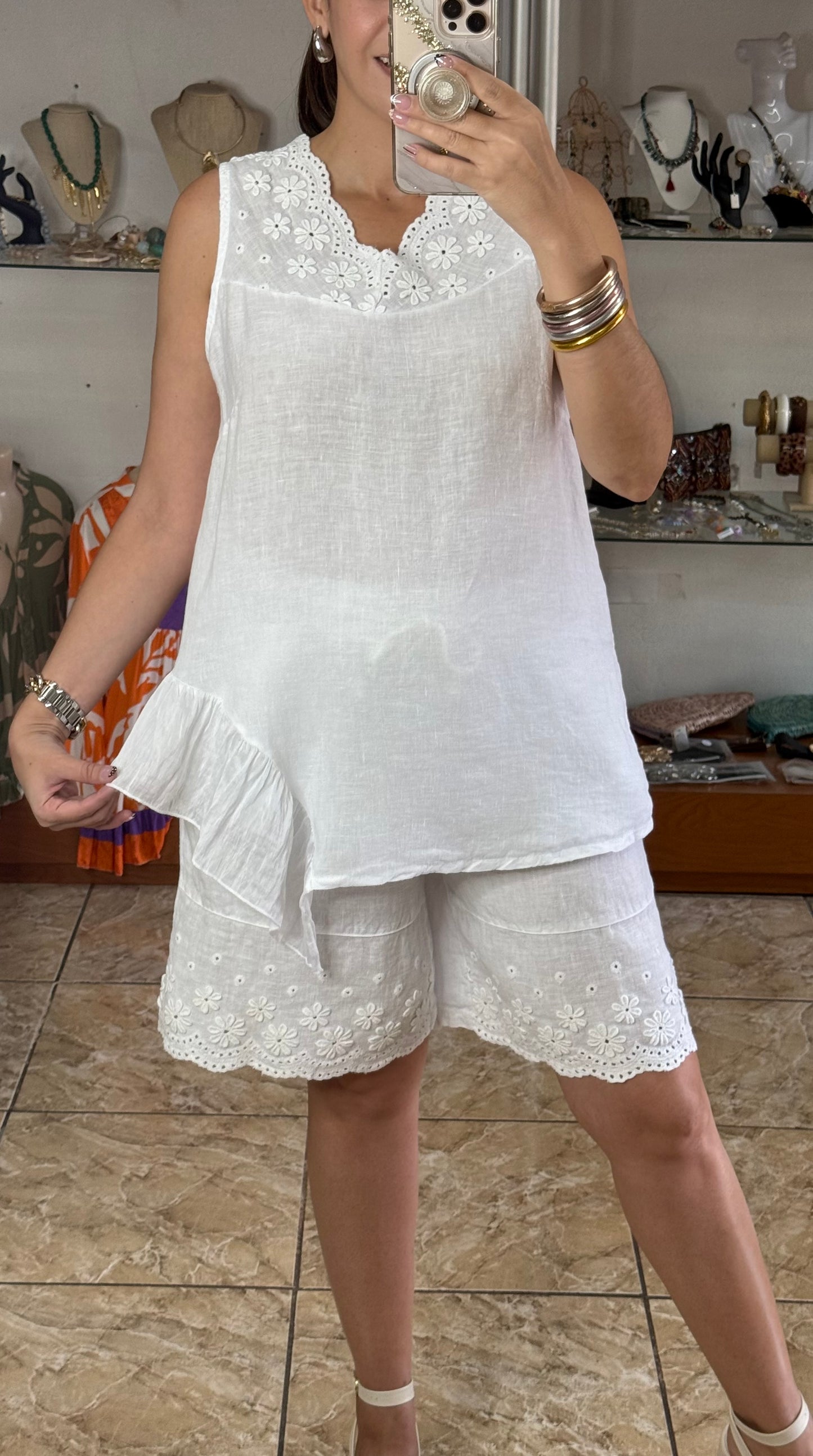 OS Linen Top & Short Set (NO RETURNS OR EXCHANGE)