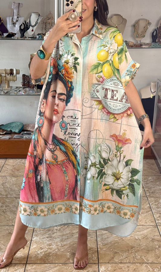 OS Frida, Lemons & Tea Dress (NO RETURNS OR EXCHANGE)