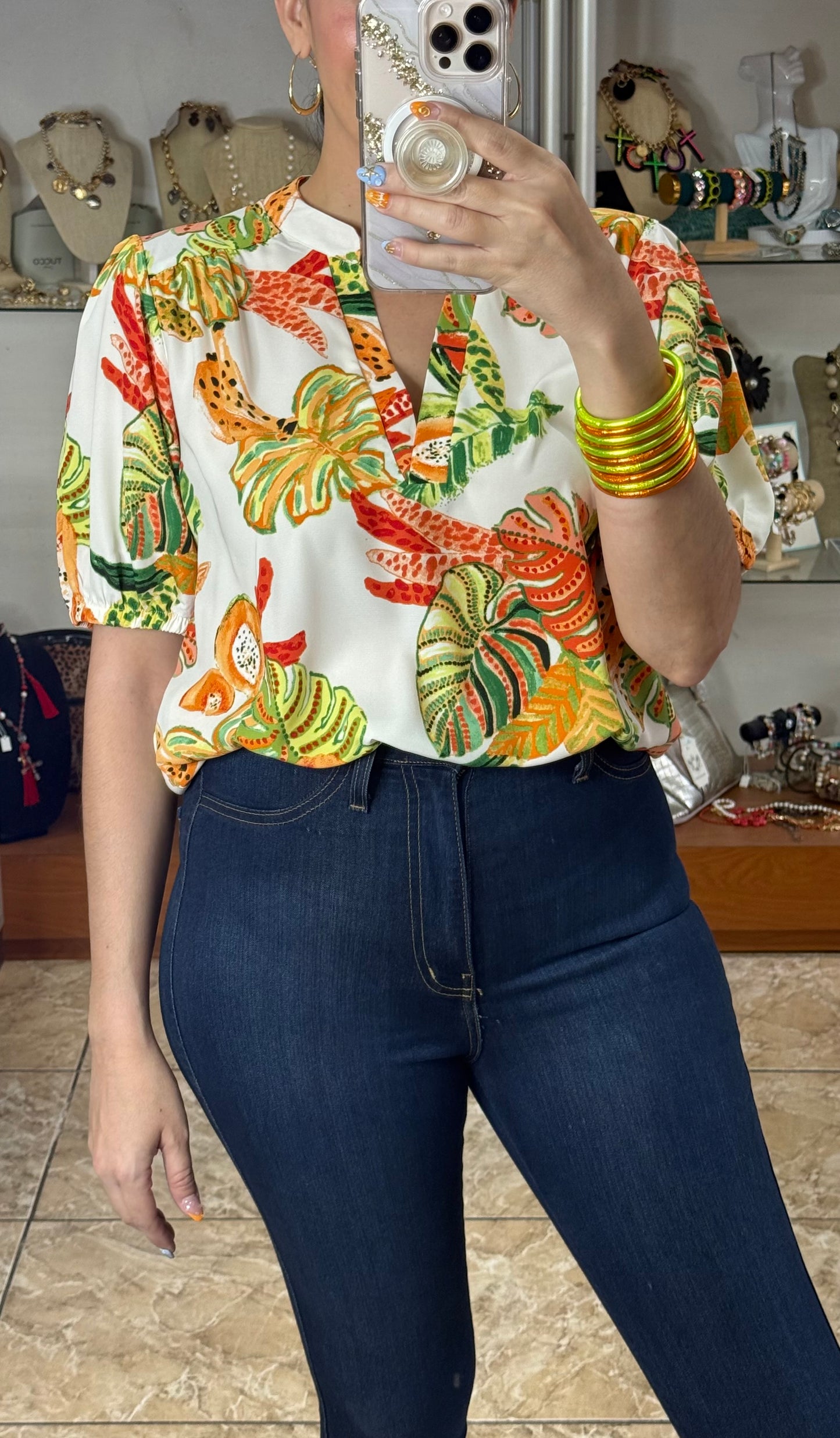 Tropical V-Neck Top (Regular and Plus)