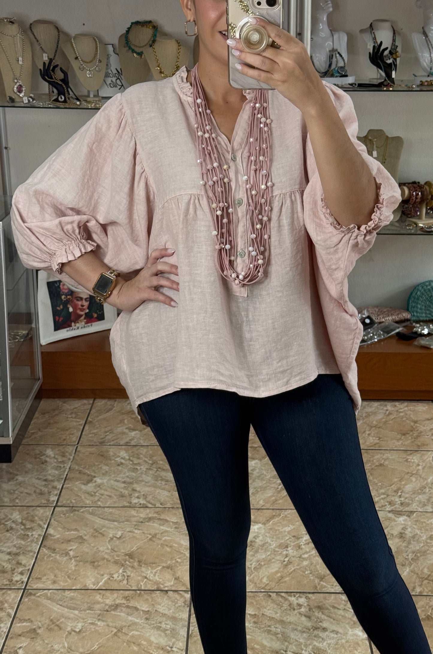 OS Babydoll Linen Top (NO RETURNS OR EXCHANGE)
