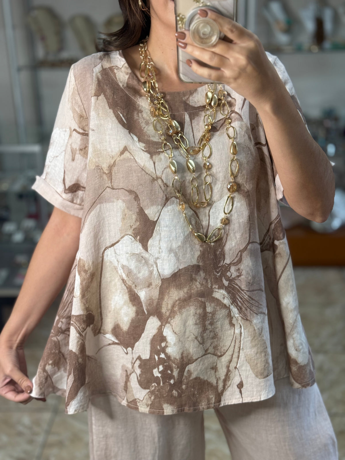 OS Top & Barrel Style Pant Linen Set (NO RETURNS OR EXCHANGE)