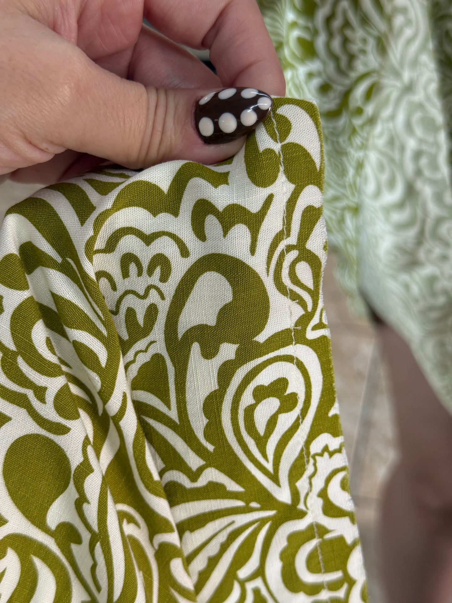 Avocado Green Printed Mini Dress