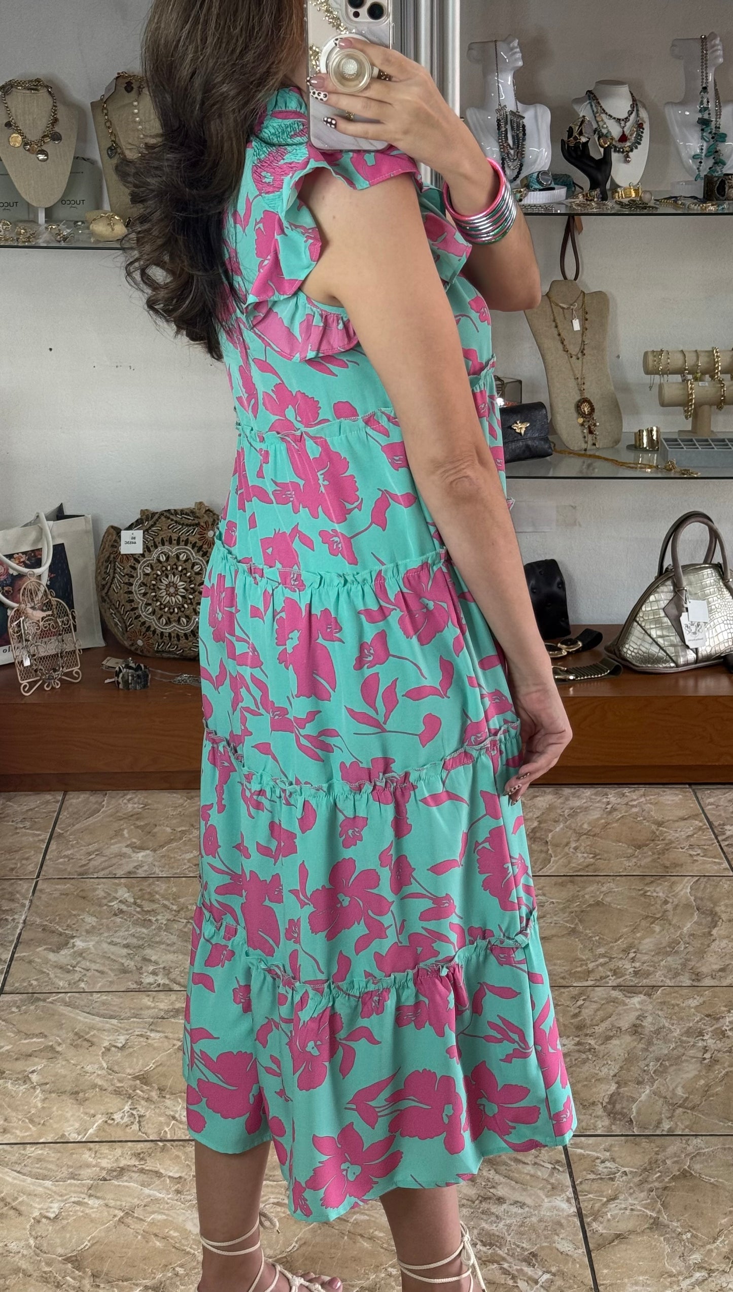 Cotton Candy Mix Floral Midi Dress