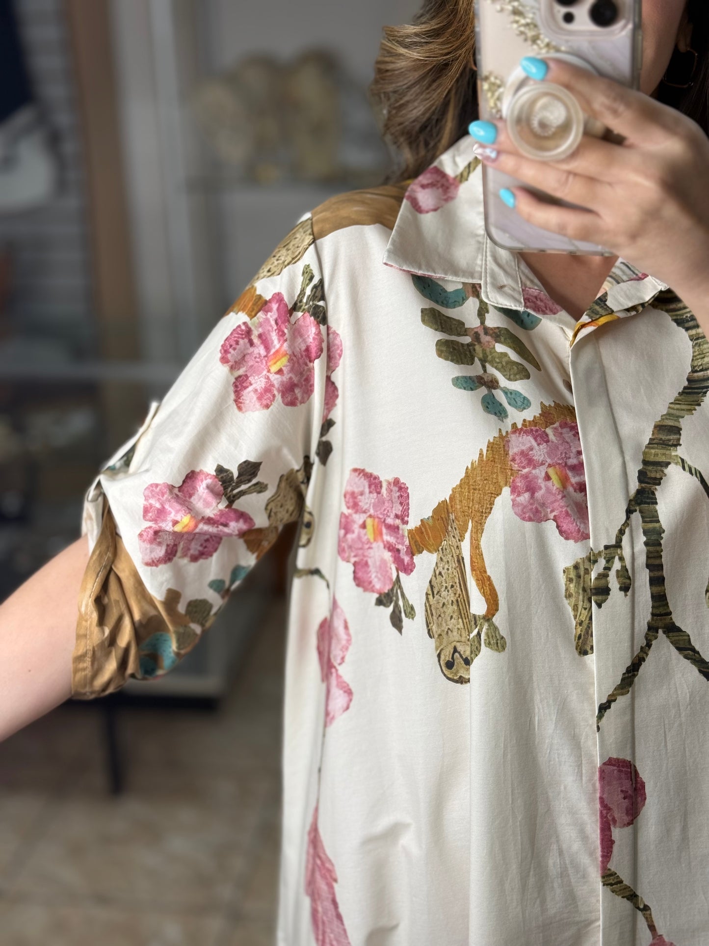 OS Flowers and Birds Maxi Dress (NO RETURNS OR EXCHANGE)