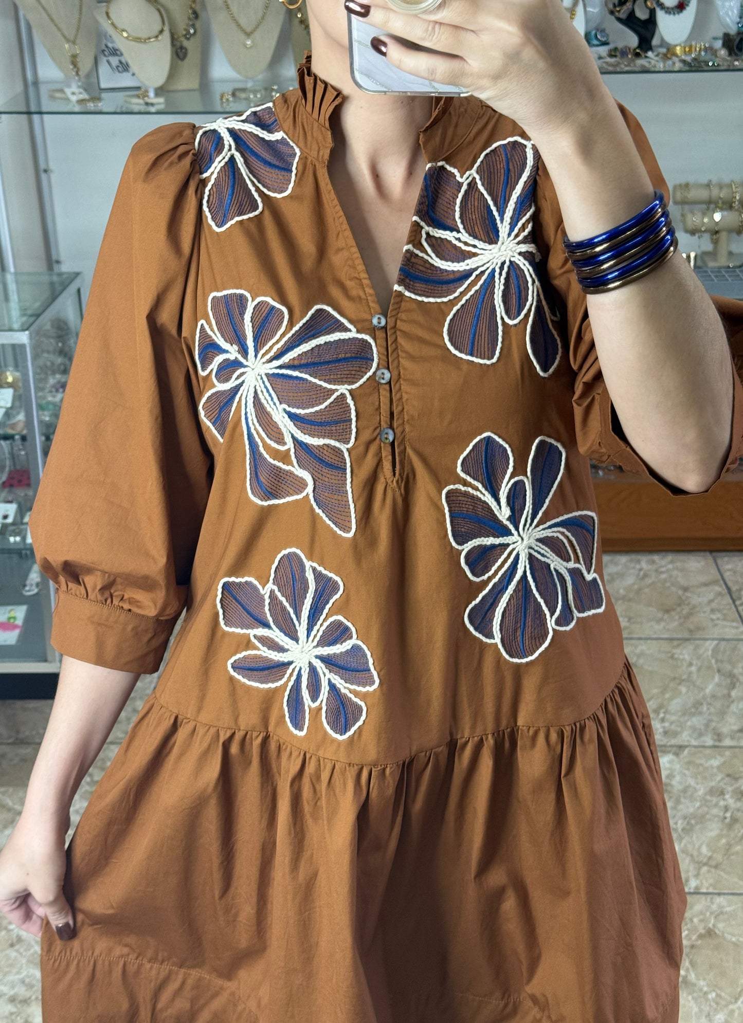 Caramel Floral Mini Dress (FINAL SALE)