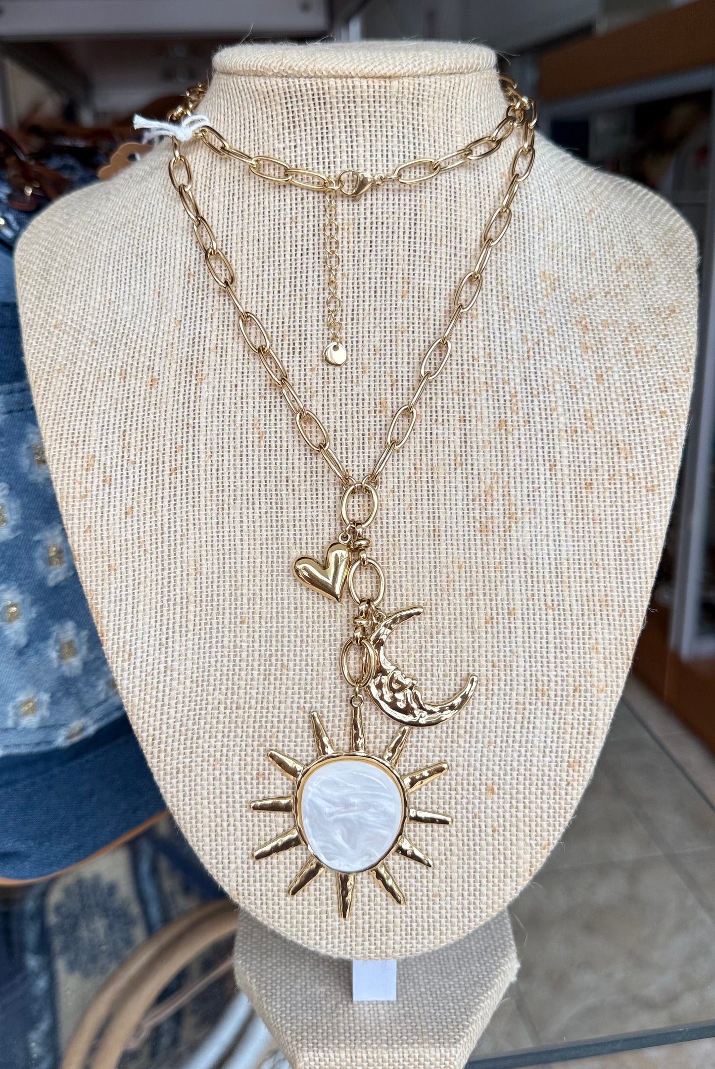 Sun Moon & Heart Long Necklace (NO RETURNS OR EXCHANGE)