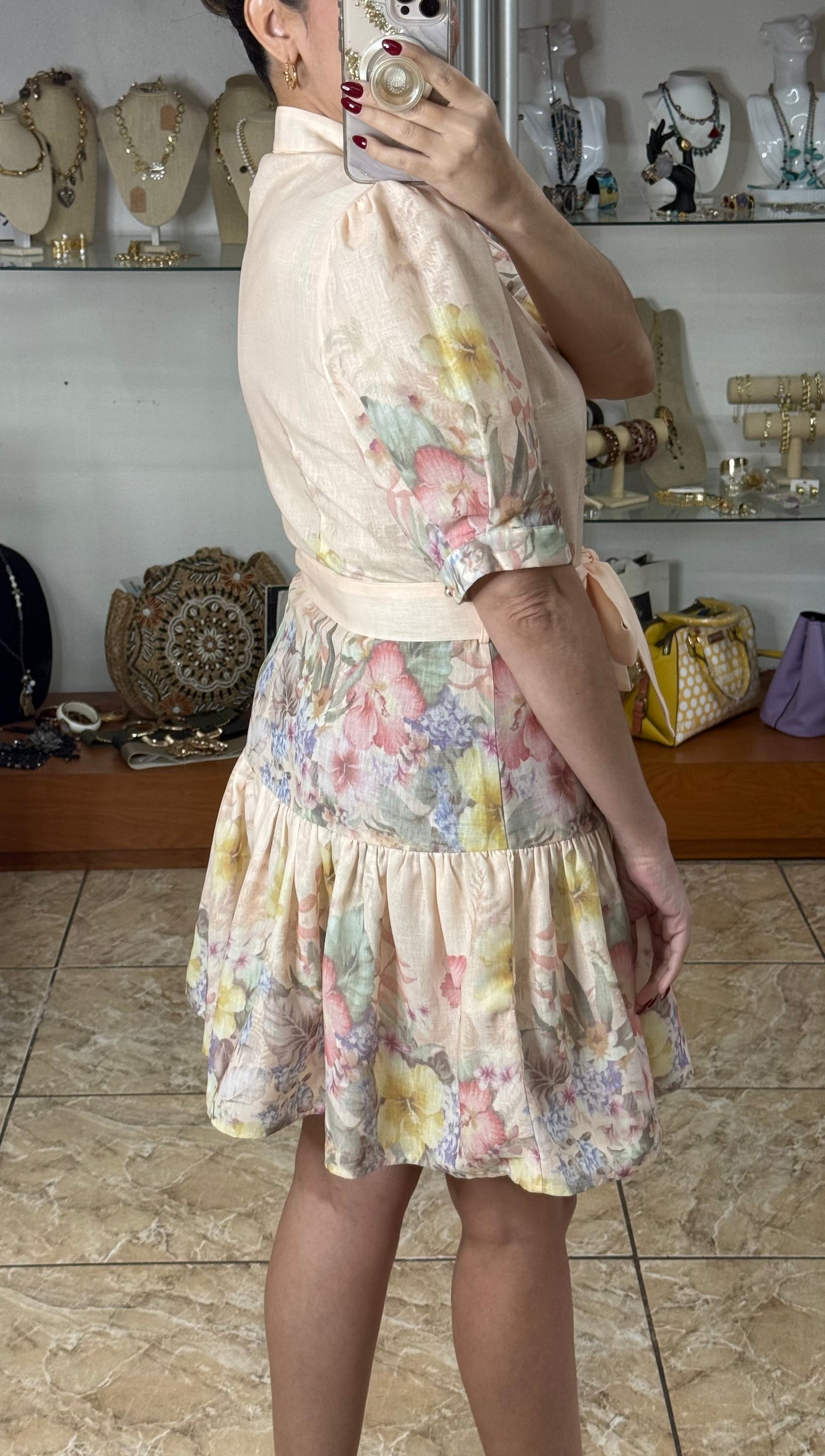 Soft Pink Floral Mini Dress