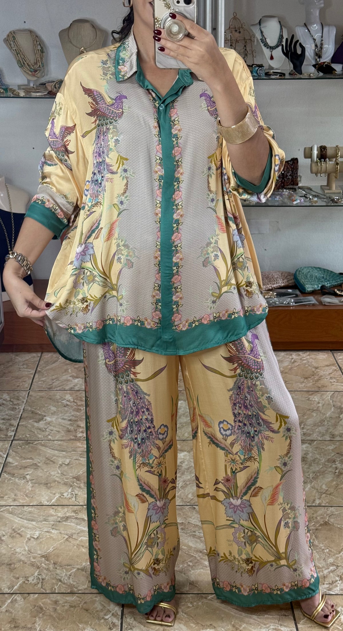 Birds & Flowers OS Satin Set (NO RETURNS OR EXCHANGE)