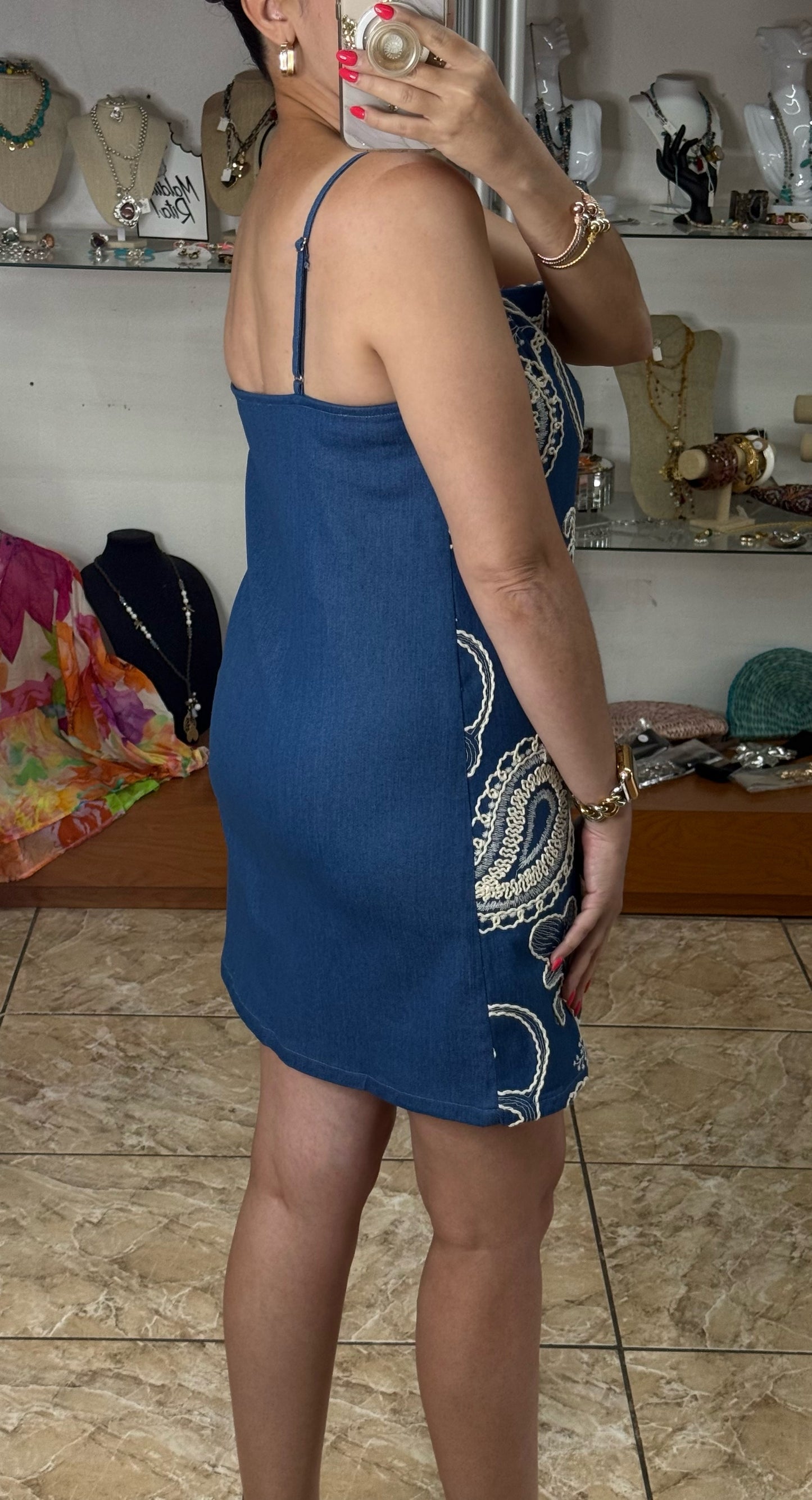 Paisley Denim Mini Dress
