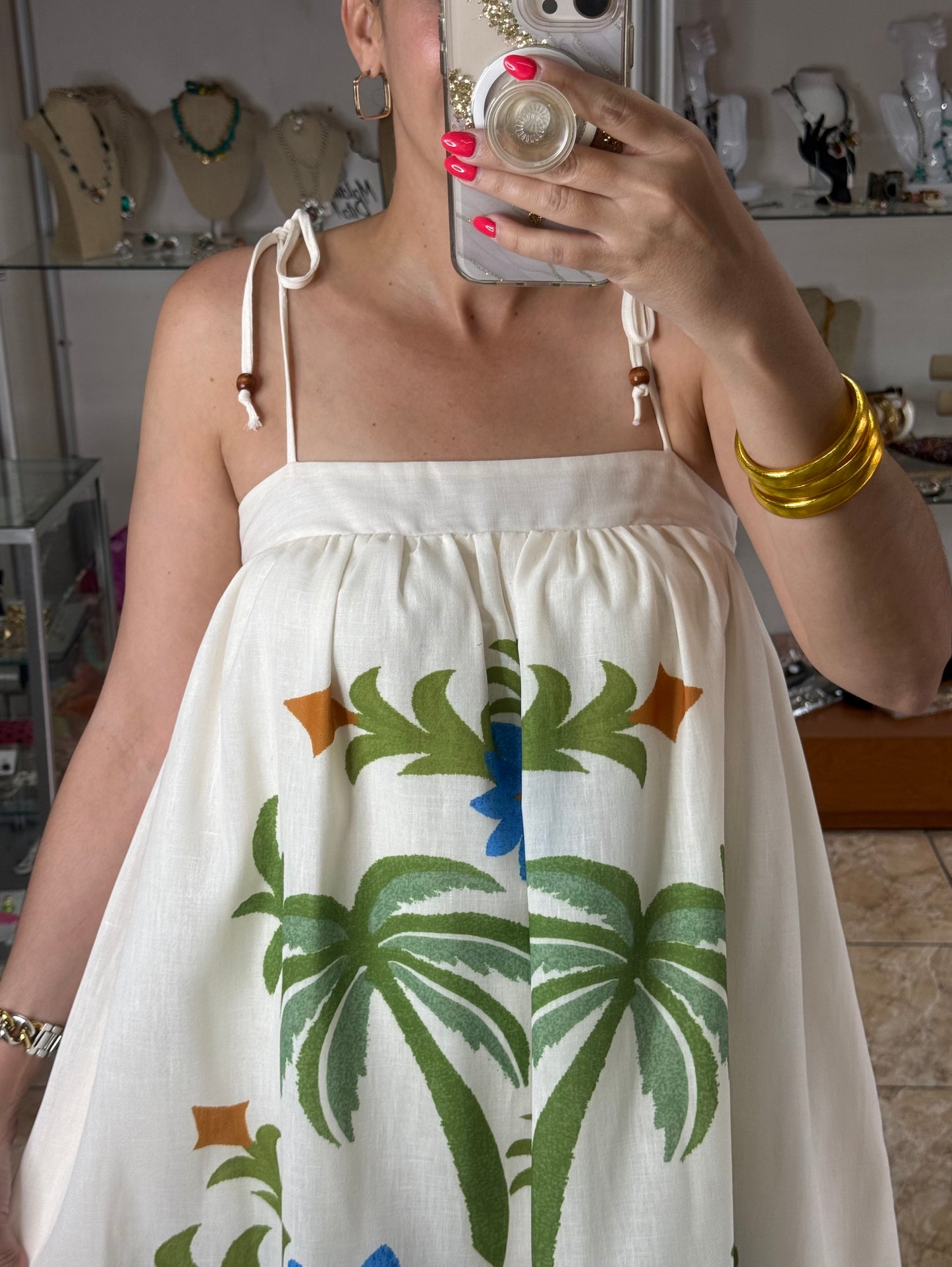 Palm Trees and Flowers Maxi Dress