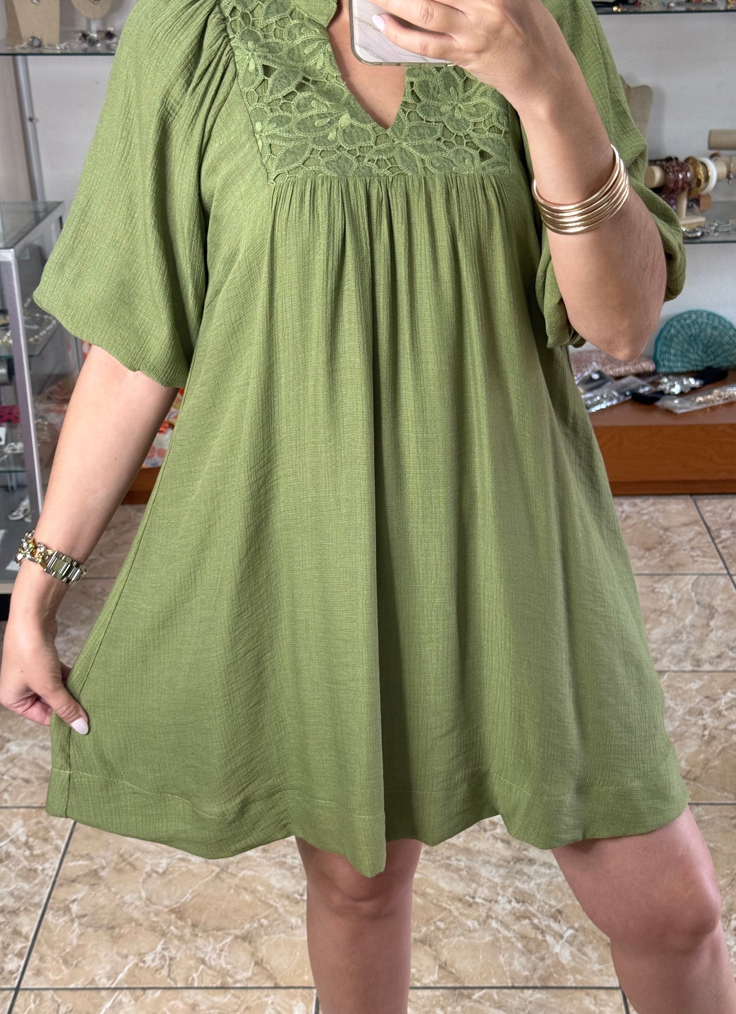 Olive Babydoll Dress
