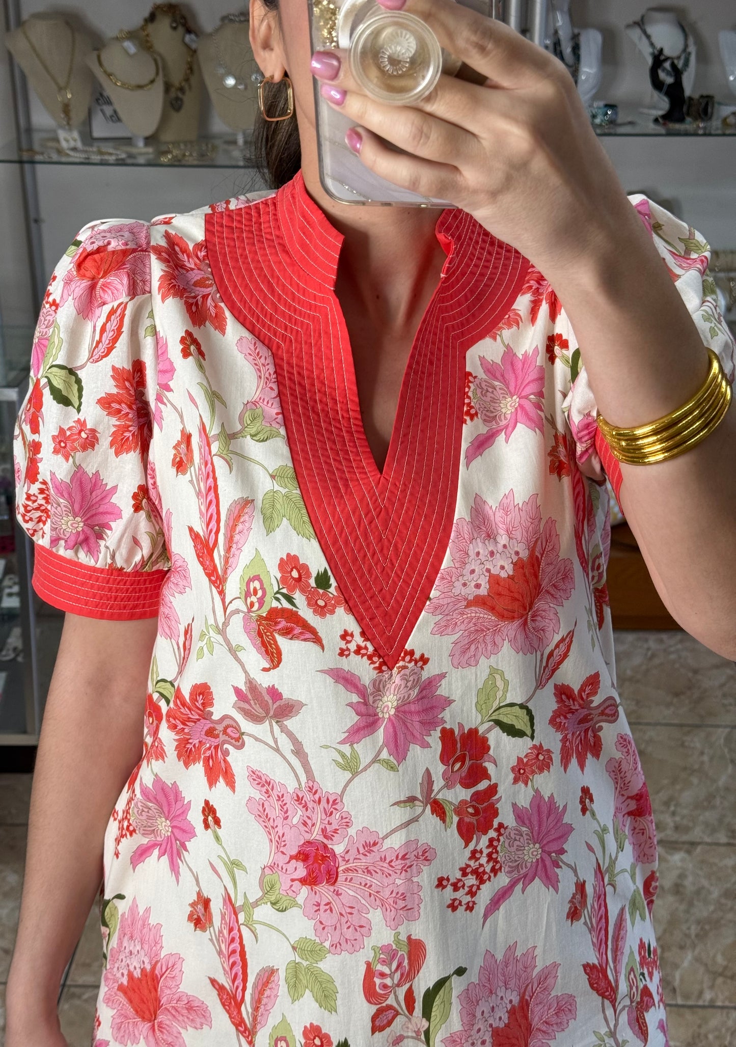 Puff Sleeve Floral Mini Dress