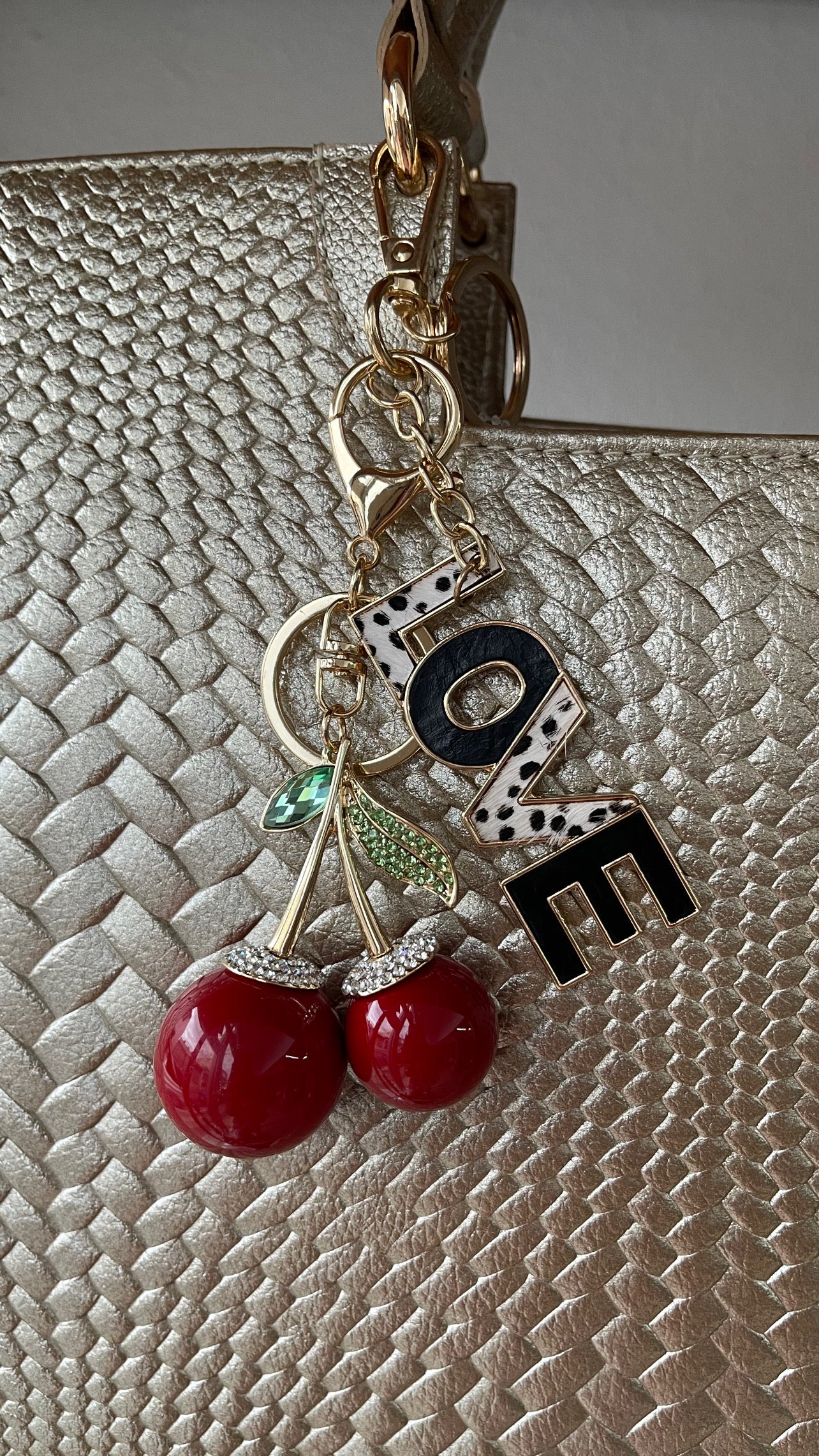 Cherry with Rhinestones Keychain