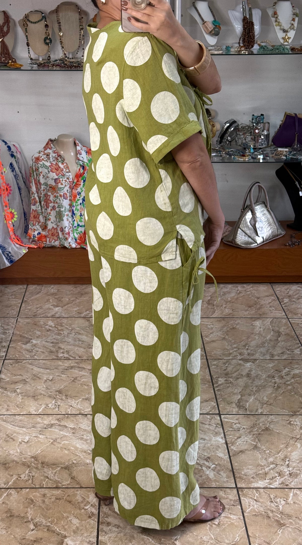 Polka Dots and Ribbons OS Linen Set (NO RETURNS OR EXCHANGE)